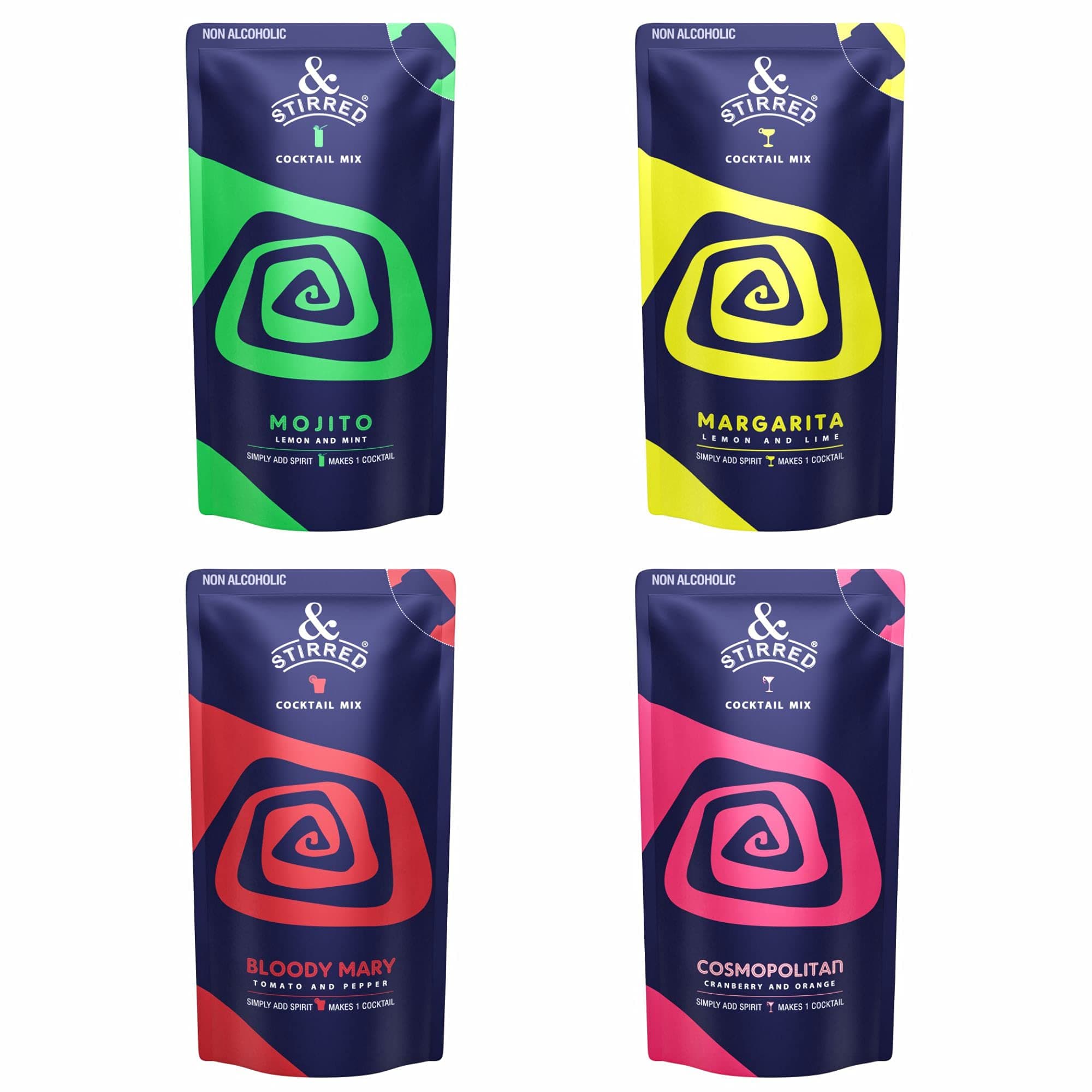 Assorted Pack for Vodka, Rum & Tequila Cocktail Mixer (Combo Pack of 8) Made with Real Fruits No Preservatives / No Artificial Sweeteners Makes 8 Drinks