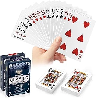 Waterproof Plastic Playing Cards 2 Pack, Red and Black Poker Cards, Washable & Durable Poker Cards for Tarot, UNO, Blackjack, Canasta Card Games, Perfect for Pool Games, Beach, Camping Games