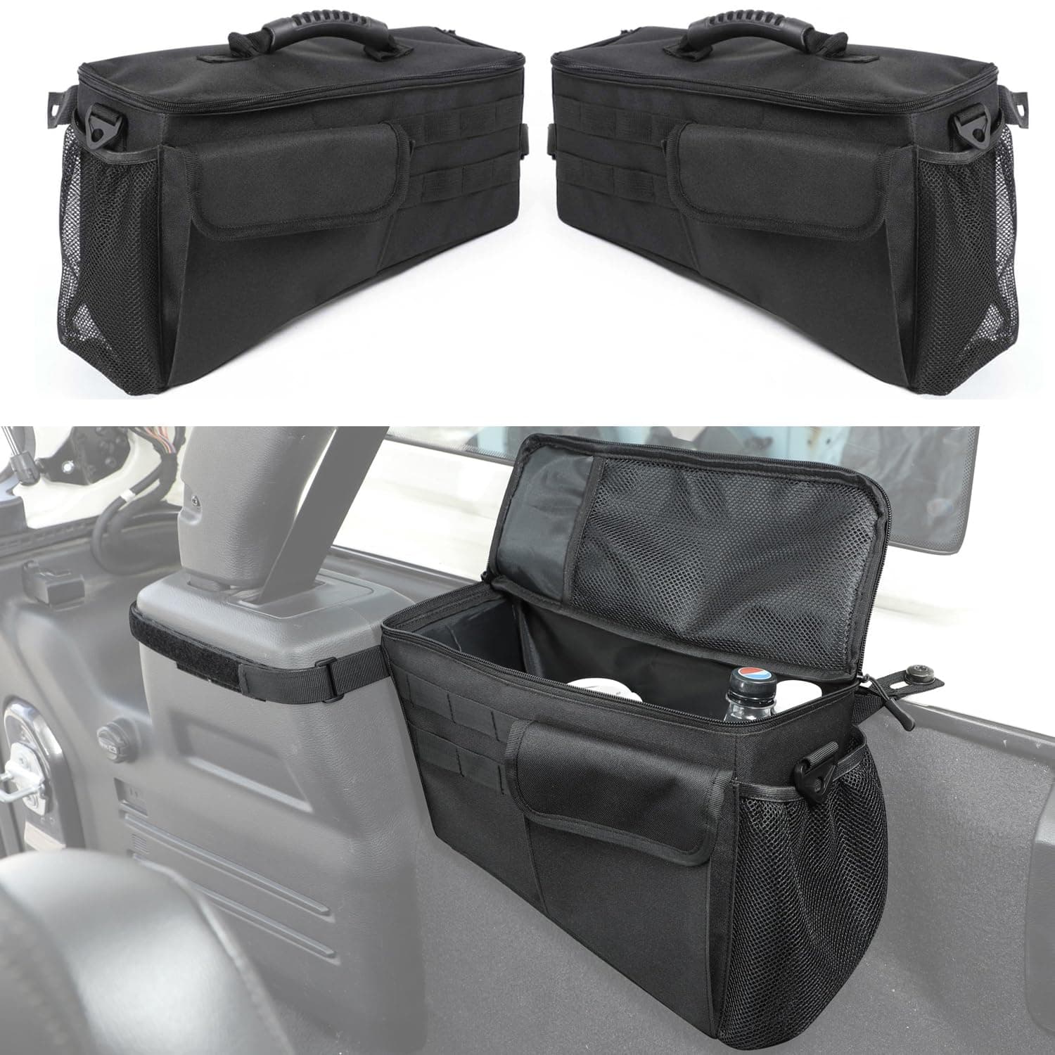 YOCTM Wheel Well Storage Bin, Rear Trunk Organizer, Cargo Storage Tray compatible with 2018-2024 Jeep Wrangler JL JLU 4-Door, Interior Storage Expansion Accessories, Right Left Side, Black