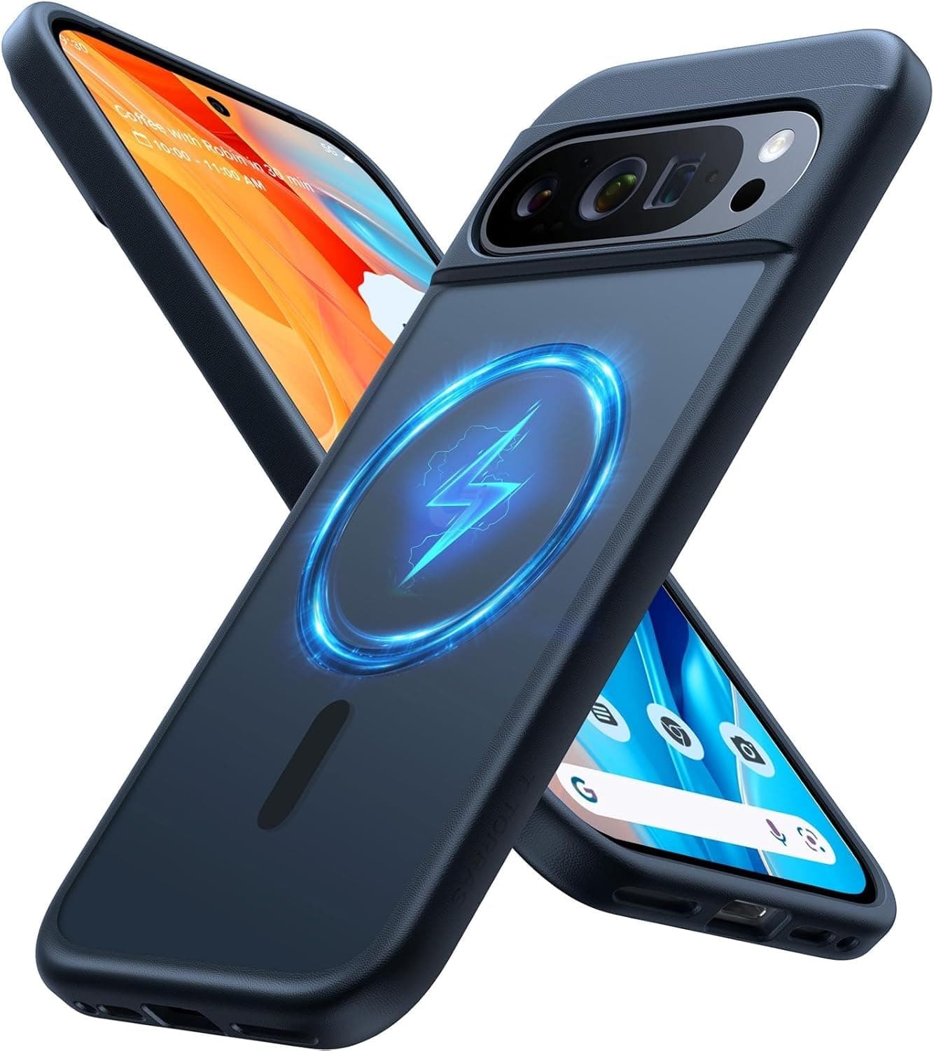 TORRAS Magnetic Shockproof for Google Pixel 9 Pro XL Case, [Fit for MagSafe][16FT Mil-Grade Drop Protection] Translucent Protective Anti-Fingerprint Anti-Scratch Case for Pixel 9 Pro XL, Black