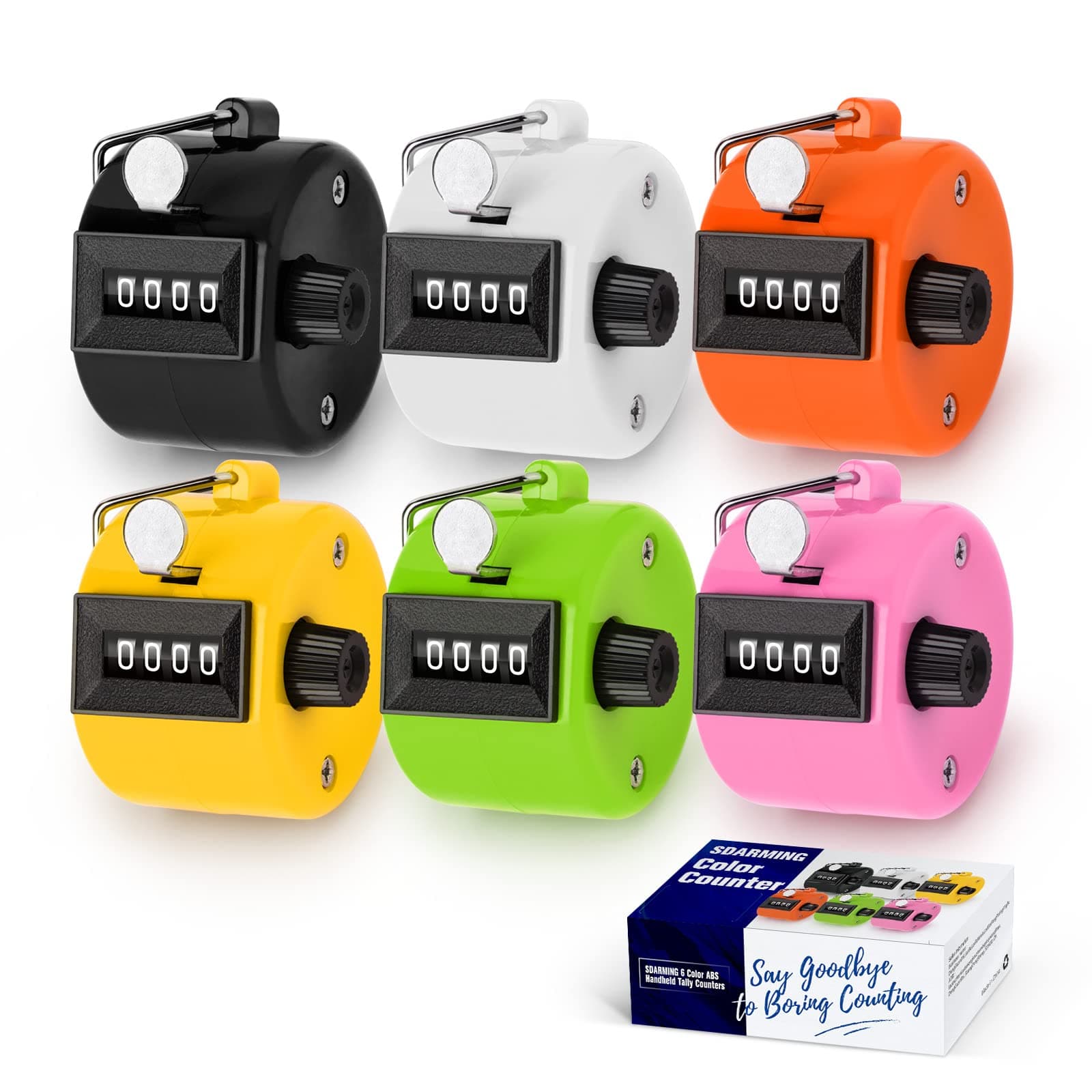 Colour Counters, Tally 4-dight Clicker Counter, ABS Handheld Counters Clicker for Counting, Golf, Scoring, Knitting