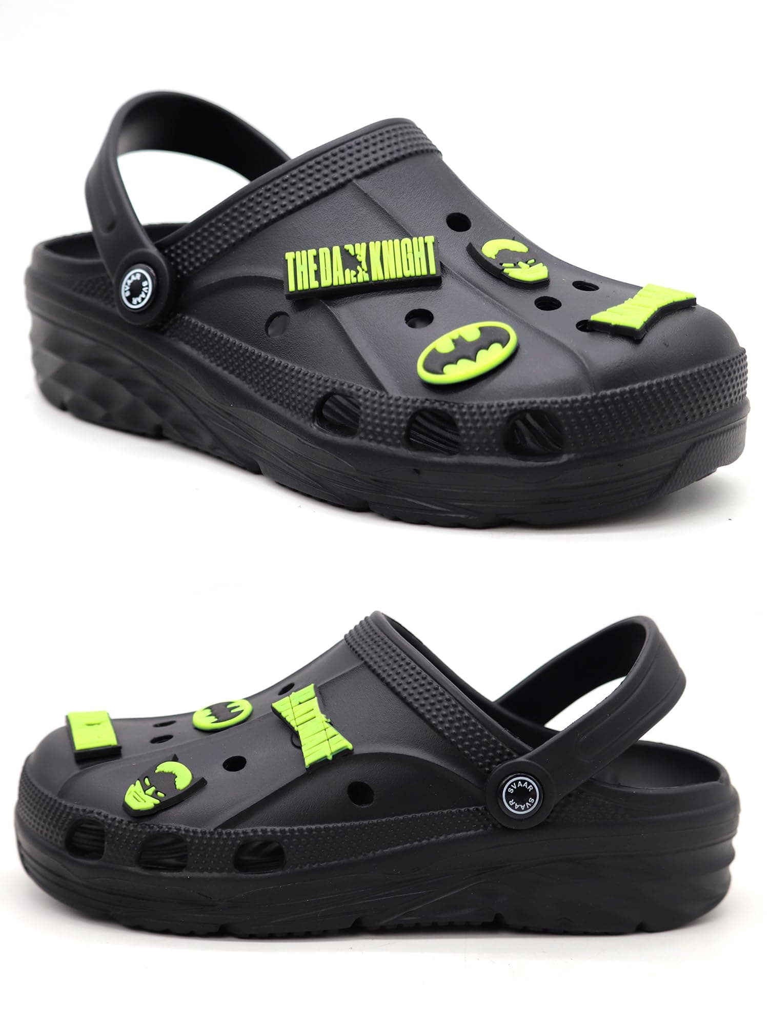 Batman Men's Clogs with Authentic Batman Charms and Adjustable Back Strap