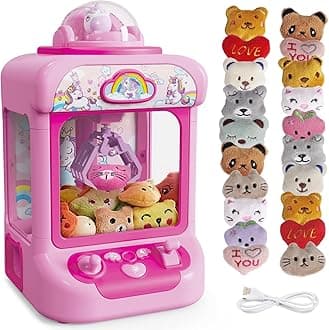 Marlrin Claw Machine for Kids, Mini Vending Machine Girls Unicorn Toys, Candy Grabber Prize Dispenser with Sound & 20 Mini Plush Toys, Electronic Arcade Game Indoor Toy for Home Party Birthday Gifts
