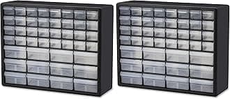 Akro-Mils 44-Drawer Plastic Drawer Storage Cabinet for Garage Organization, Bead Organizer, Building Bricks Storage, Teacher Toolbox, Makeup Organizer, 20" W x 6" D x 16" H, 10144 Black (Pack of 2)