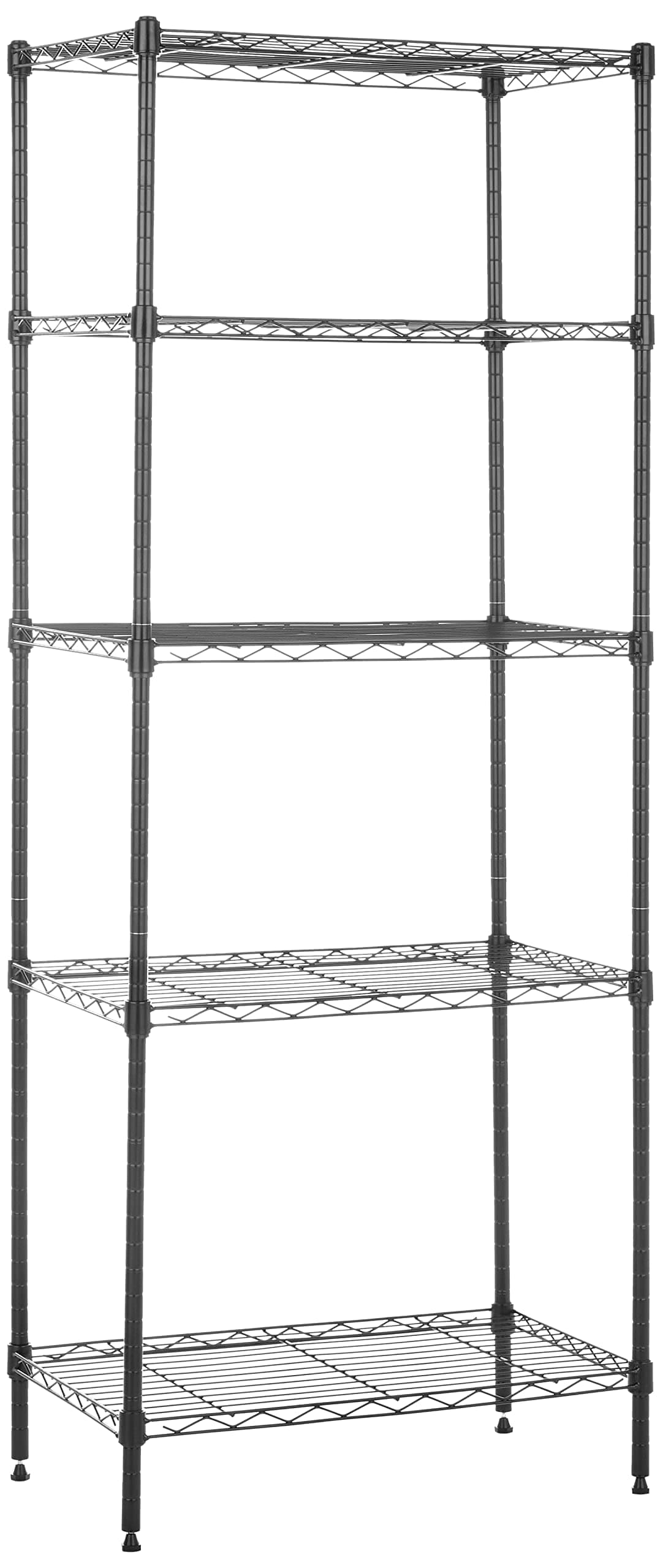 Amazon Basics 5-Shelf Multipurpose Adjustable Steel Garage Shelving Unit, Storage Rack for Kitchen, 200 lbs Per Shelf, Easy Assembly, 13.4"D x 23.2"W x 60"H, Black