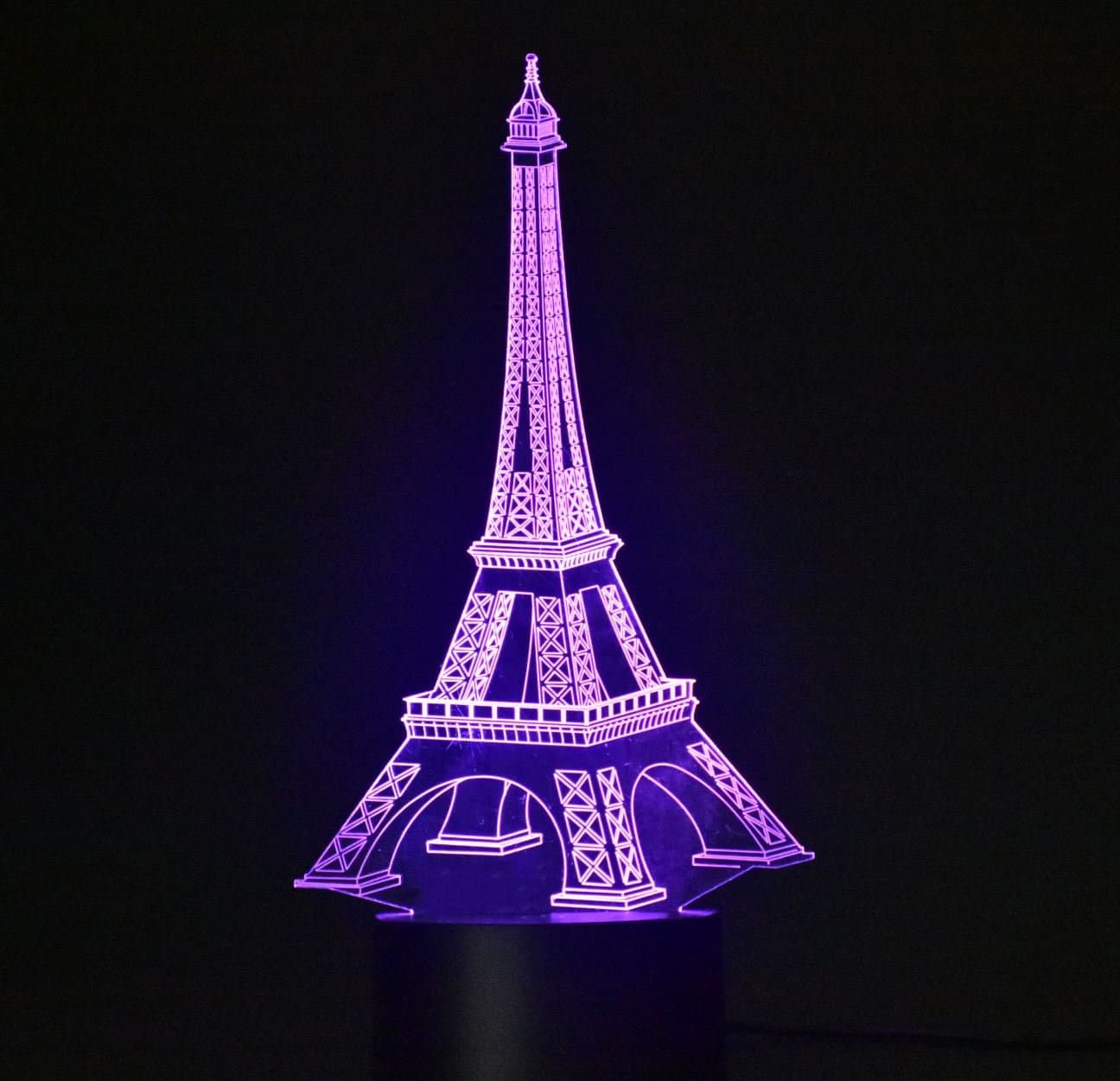 WEIYIKANG 3D Illusion Lamp Eiffel Tower Led Night Light, 7 Colours Flashing Touch Switch Bedroom Decoration Lighting for Kids and Friends Birthday