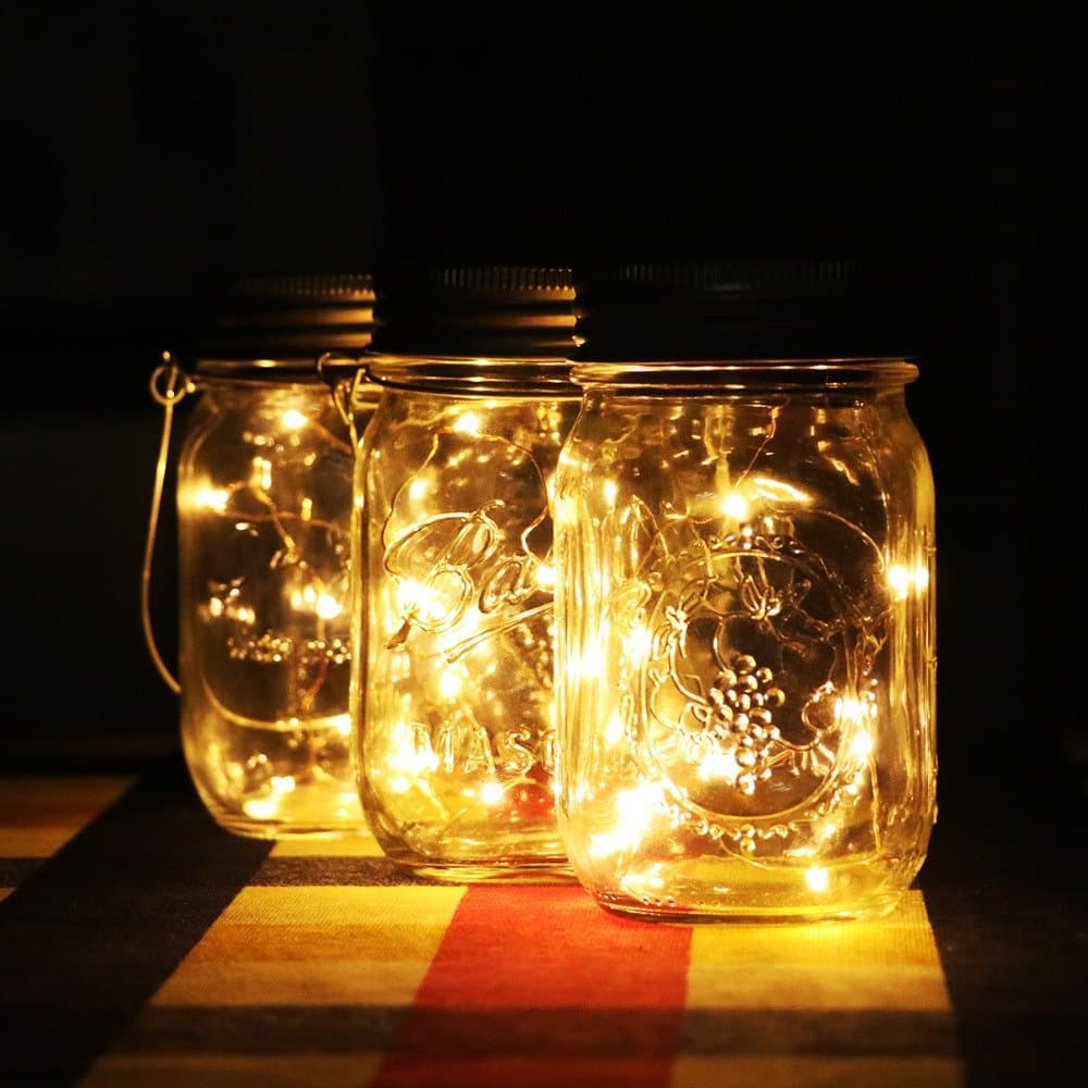 Mason Jar Lights, Solar Mason Jar Lids Insert with 10 LED Fairy String Lights for Christmas Wedding Holiday Party, Warm White Garden Decor Solar Night Light-1 Pack