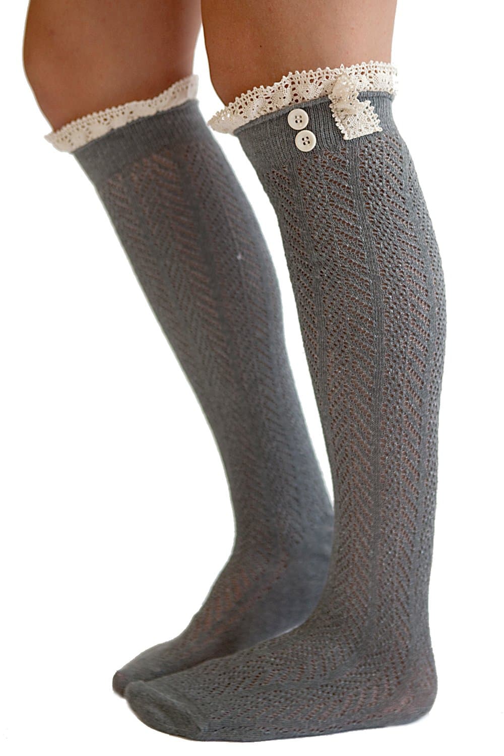 The Original Button Boot Socks with Lace Trim Boutique Socks