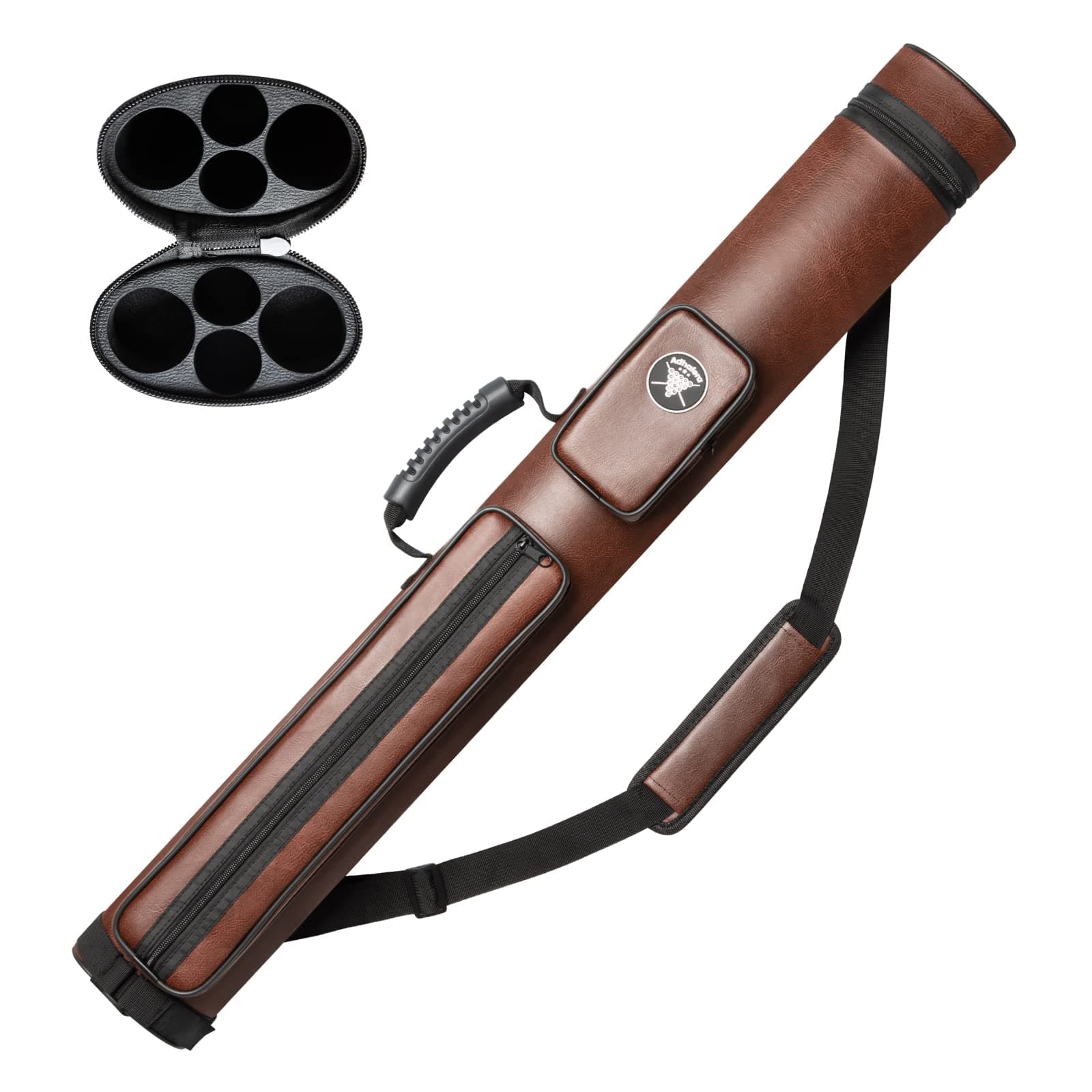 Adhafera Pool Cue Case, 2 X 2 Hard Snooker Cue Case, Made of Faux Leather Pool Cue Accessories