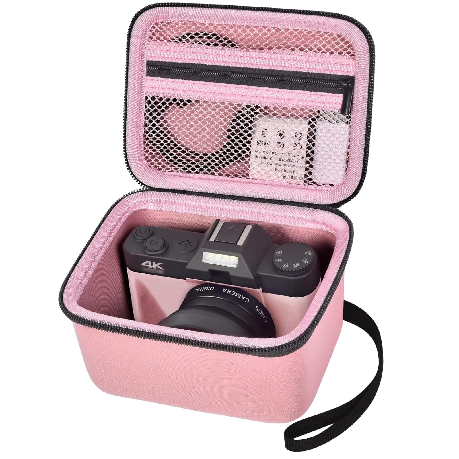 Vlogging Camera Case Compatible with SuperiorTek/for VETEK/for VJIANGER/for OIEXI 4K 48MP Digital Cameras for Youtube, Pink, Storage