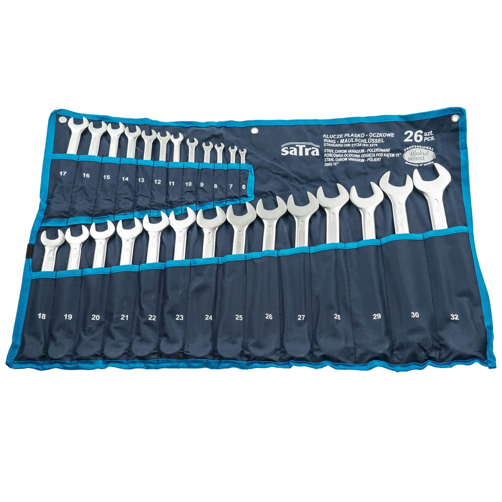 Satra Spanner 6-32 mm Combination Spanner Set 26 Pieces Chrome Vanadium Tool Set Including Bag