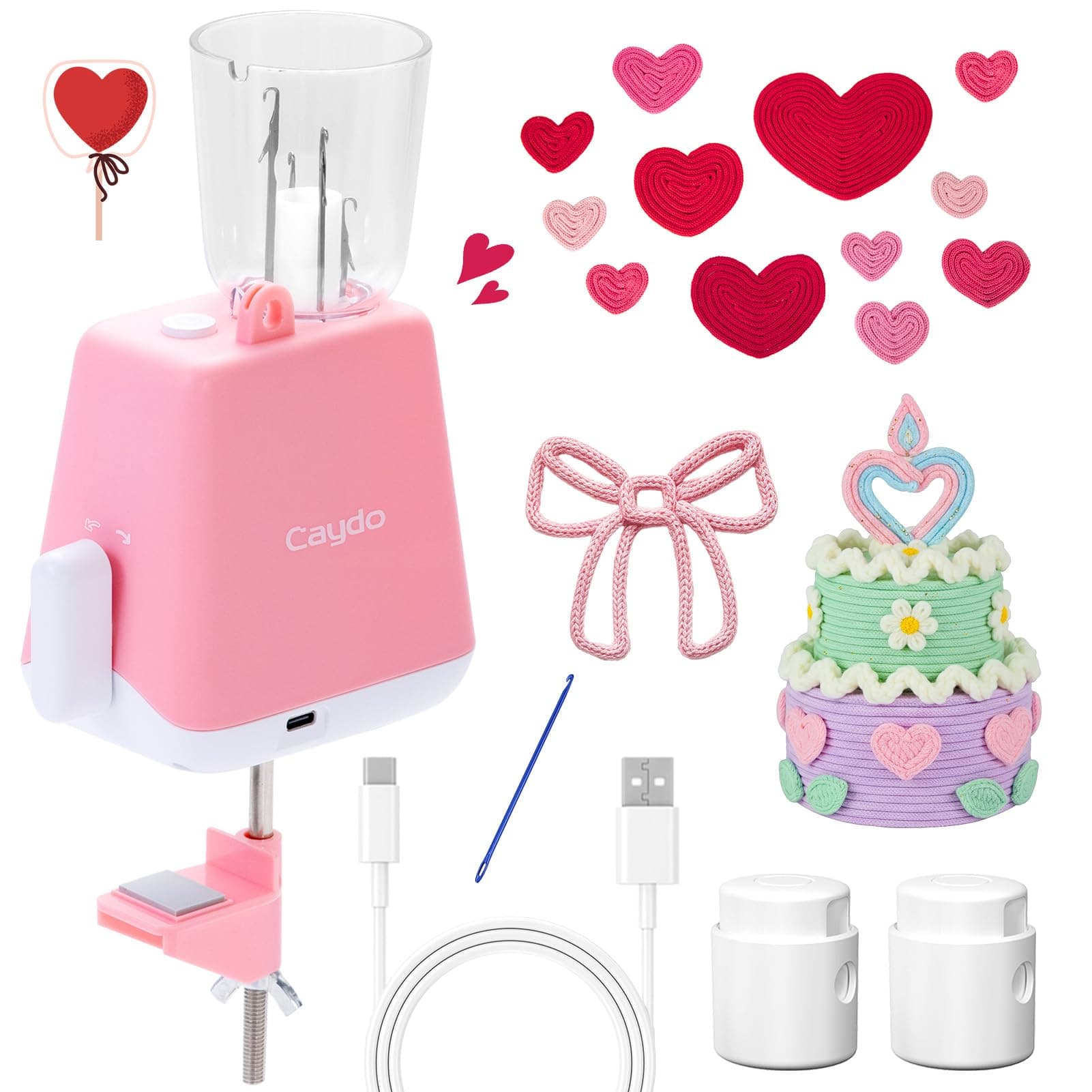 Caydo i Cord Knitting Machine, Electric iCord Maker Tool with Adequate Tension, i-Cord Knitter Machine, Automatic Knitting Yarns to i-Cords, Efficiently DIY Knitting Machine for Crocheters(Patented)