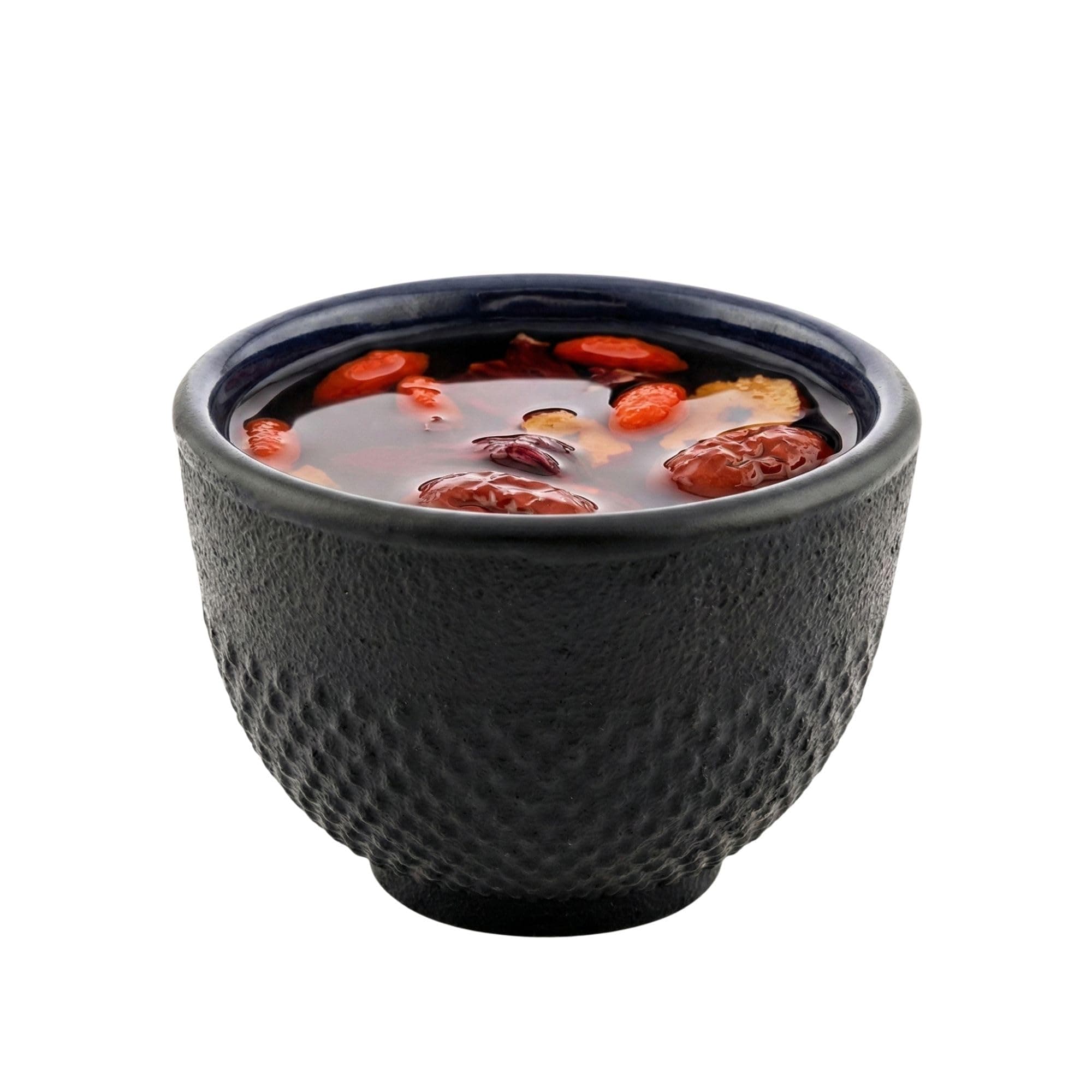 Restaurantware-Tetsubin 5 Ounce Cast Iron Tea Cups, Set Of 2 Hobnail Black Cups - Enamel Coated Interior, Durable, Black Cast Iron Asian Tea Cup, For Homes or Restaurants, Corrosion-Resistant