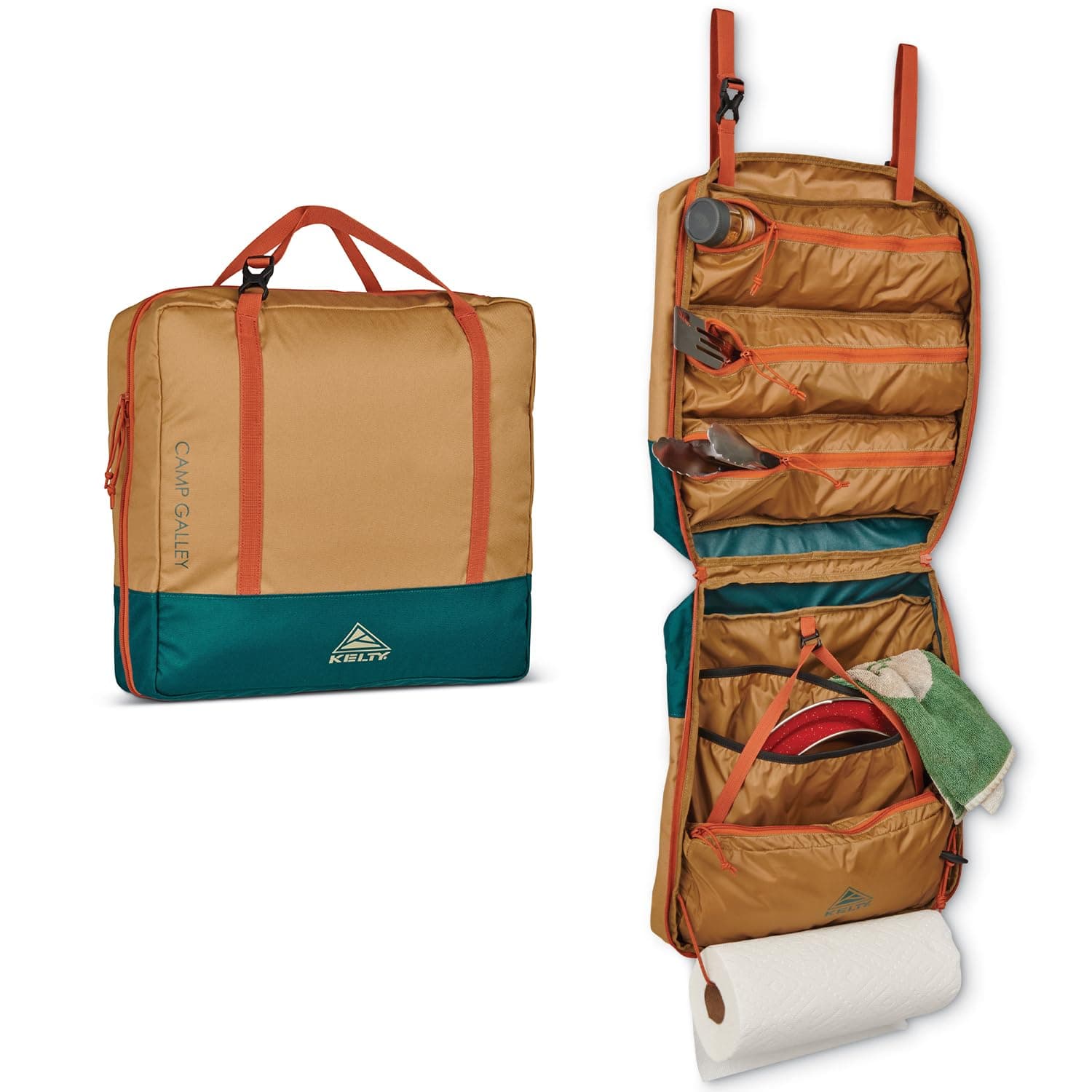 Camp Galley Deluxe – Camp Kitchen Organization Kit, Deep Pockets, Paper Towel Holder, Zippered Compartments for Outdoor Cooking Essentials