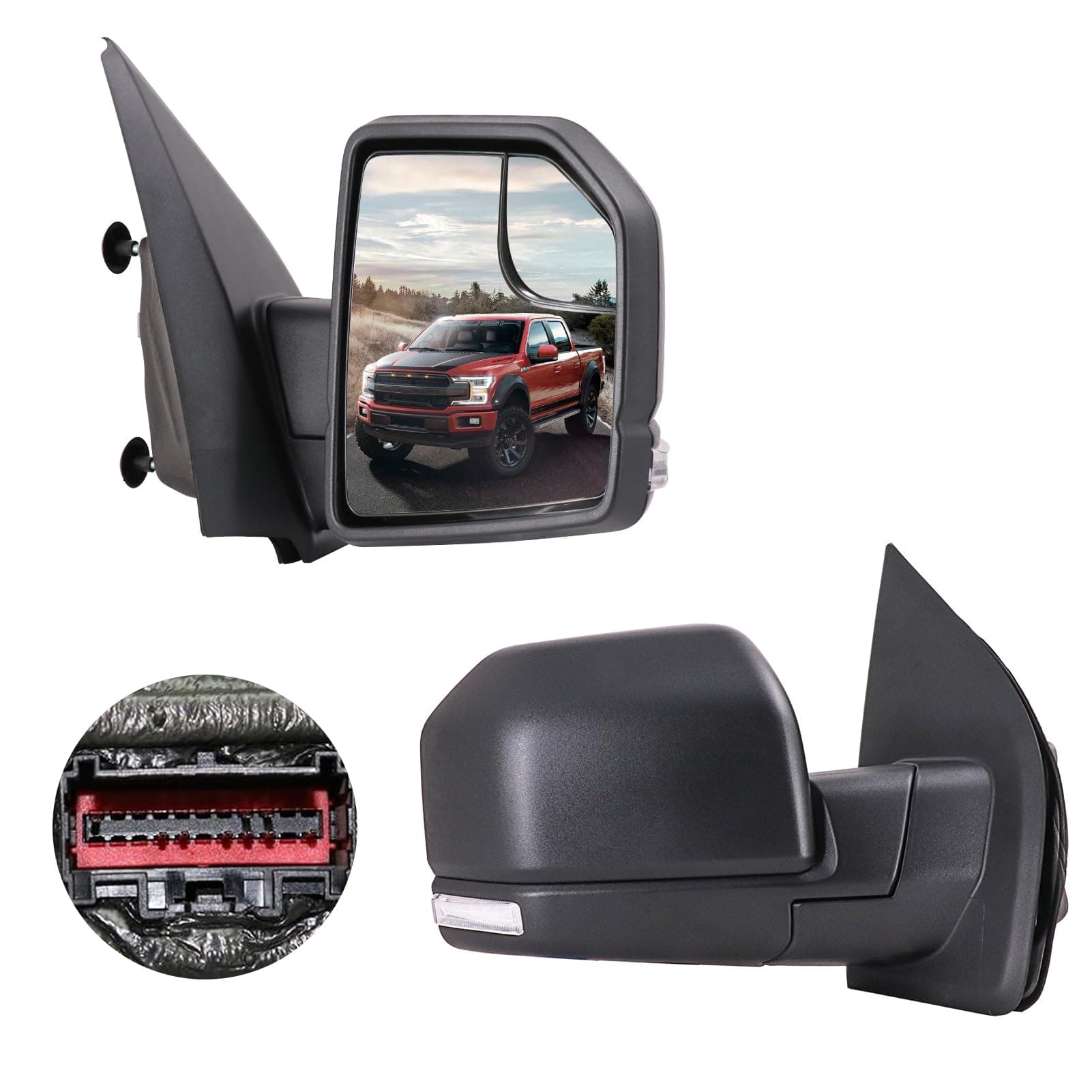 Side Mirror Replacement Passenger Side View Mirror Fits Ford F150 2015 2016 2017 2018 2019 2020 w/Heated, Turn Signal, Puddle Lights, 9 Pins