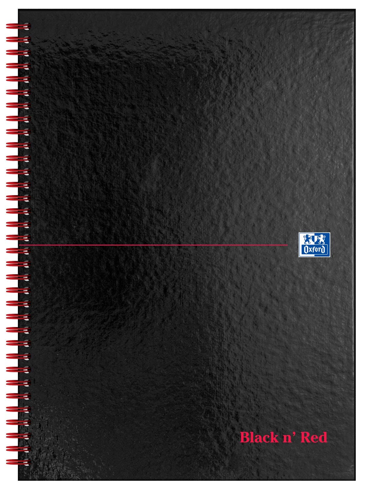 Oxford Black n' Red A4 Hardback Wirebound Notebook, Glossy, 140 Pages, 1 Notepad