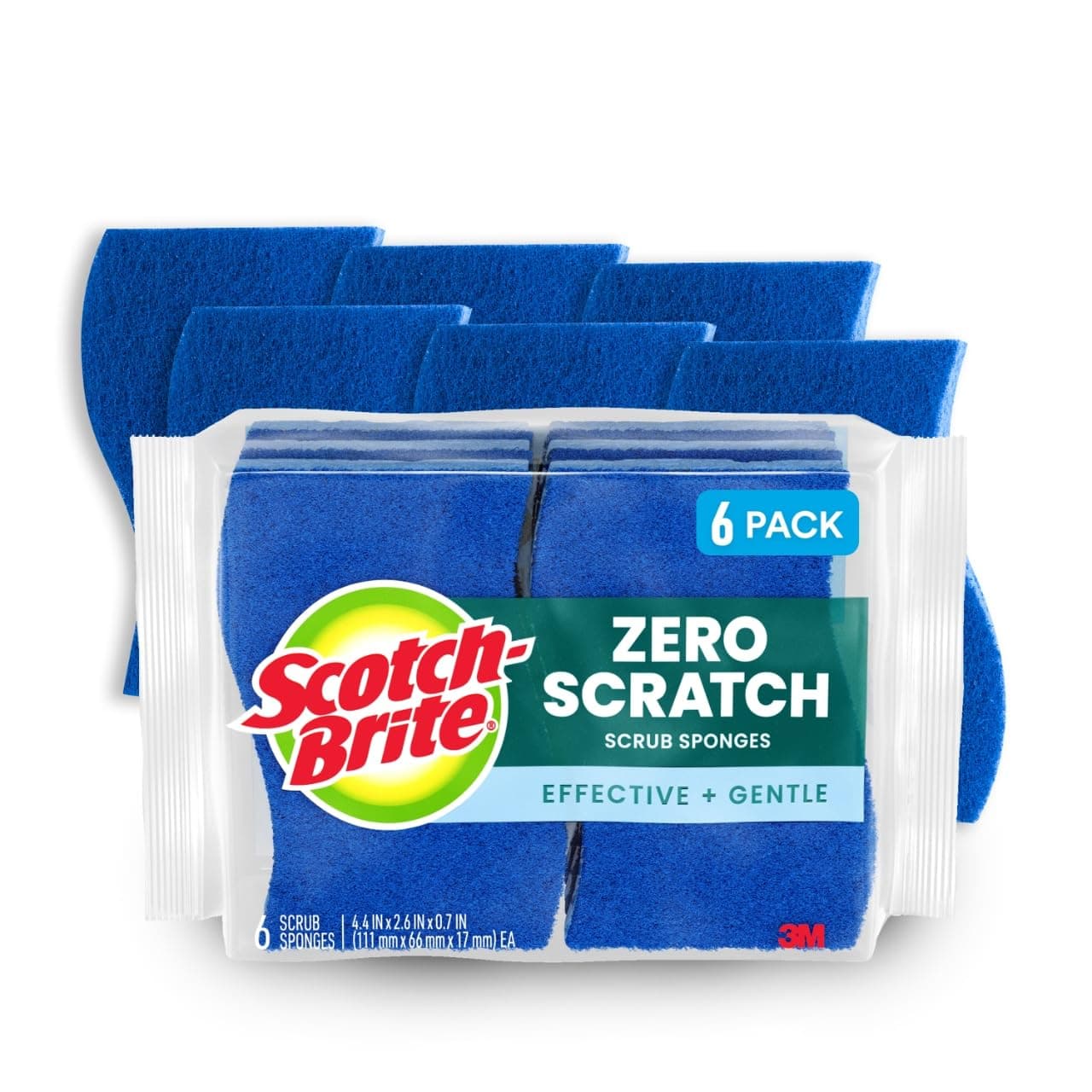 Scotch-Brite Non-Scratch Scrub Sponge, Sponge for Cleaning Kitchen, Bathroom, and Household, non-scratch Sponge Safe for Non-Stick Cookware, 6 Scrubbing Sponge