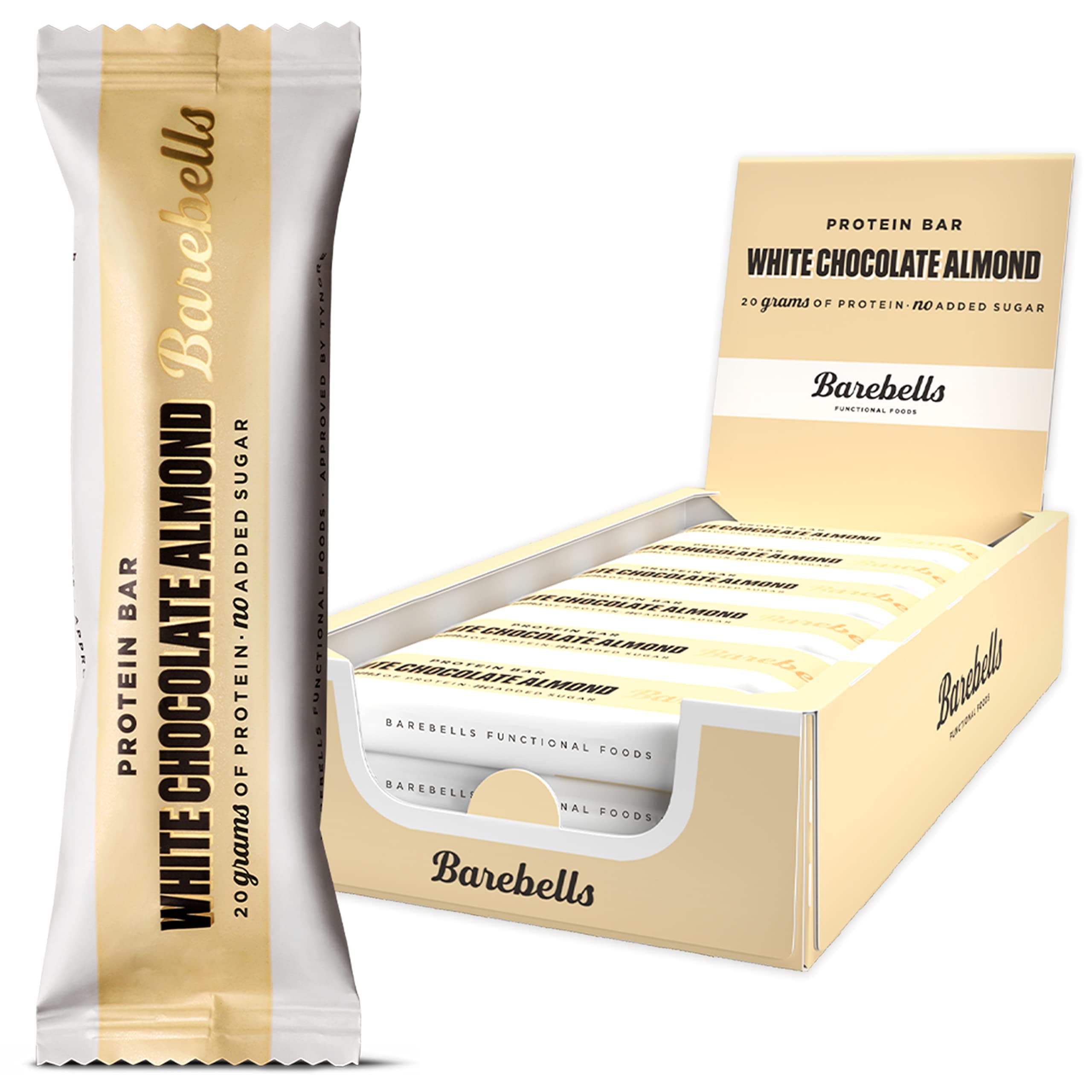 Barebells Protein Bars – Healthy Snacks, Protein Snacks for Breakfast, Sugar Free Chocolate, Low Carb – 12 x 55g (White Chocolate Almond)