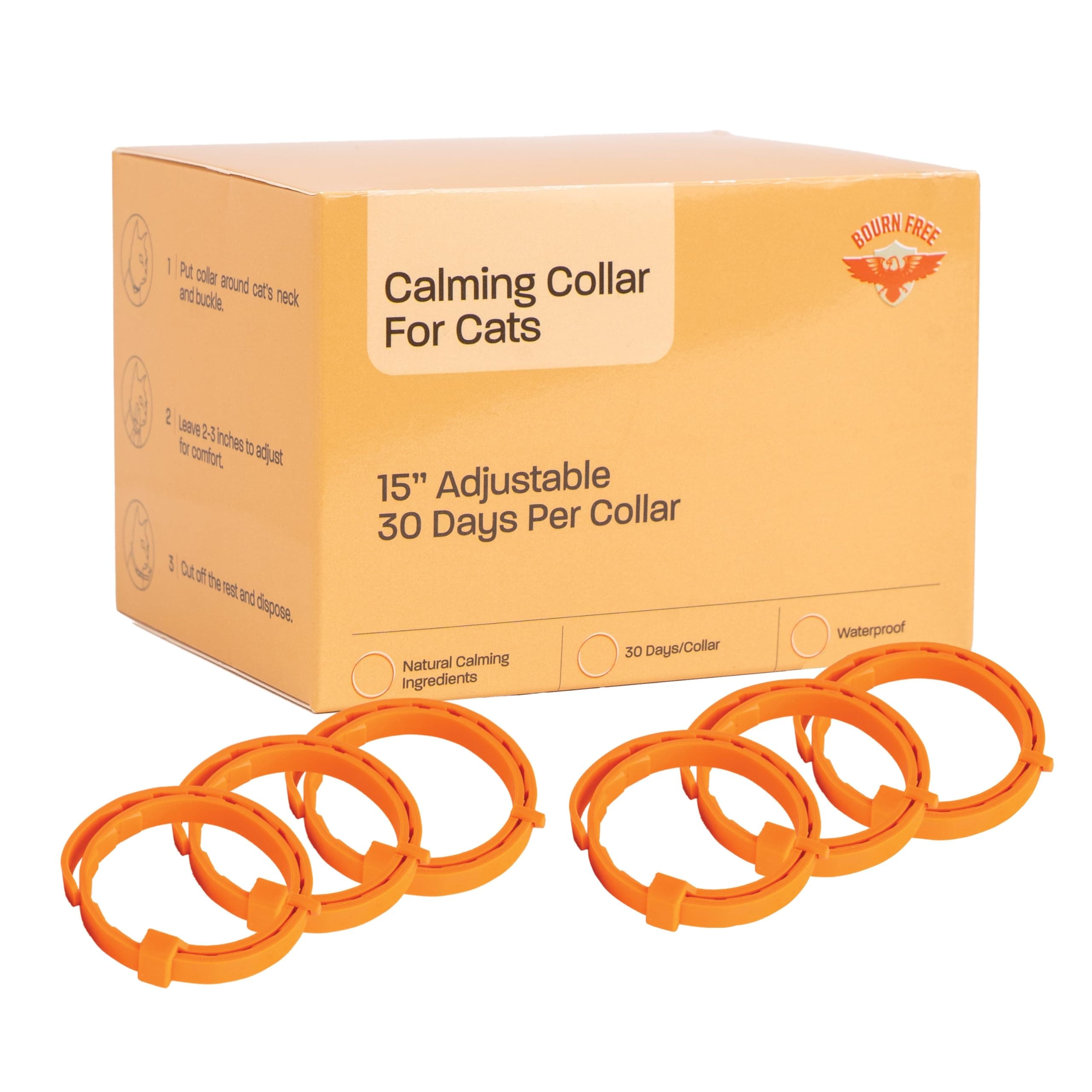 6 Pack Calming Collar for Cats - Cat Pheromone Collar, Orange, Fabric, Pheromone-based Calming Effect, Long-lasting Duration