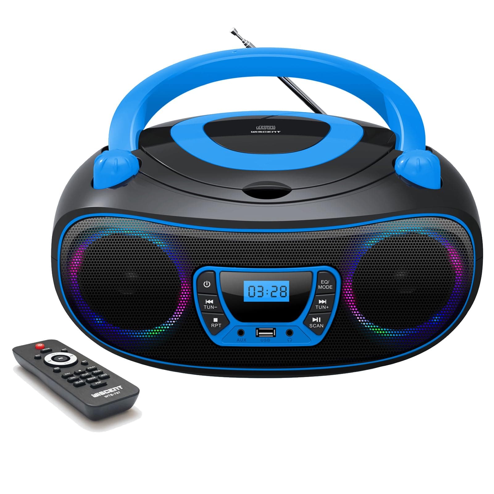 CD Player Boombox with Bluetooth,FM Radio,Remote Control,USB Input and 3.5mm AUX Headphone Jack,CD-R/CD-RW/MP3/WMA Playback
