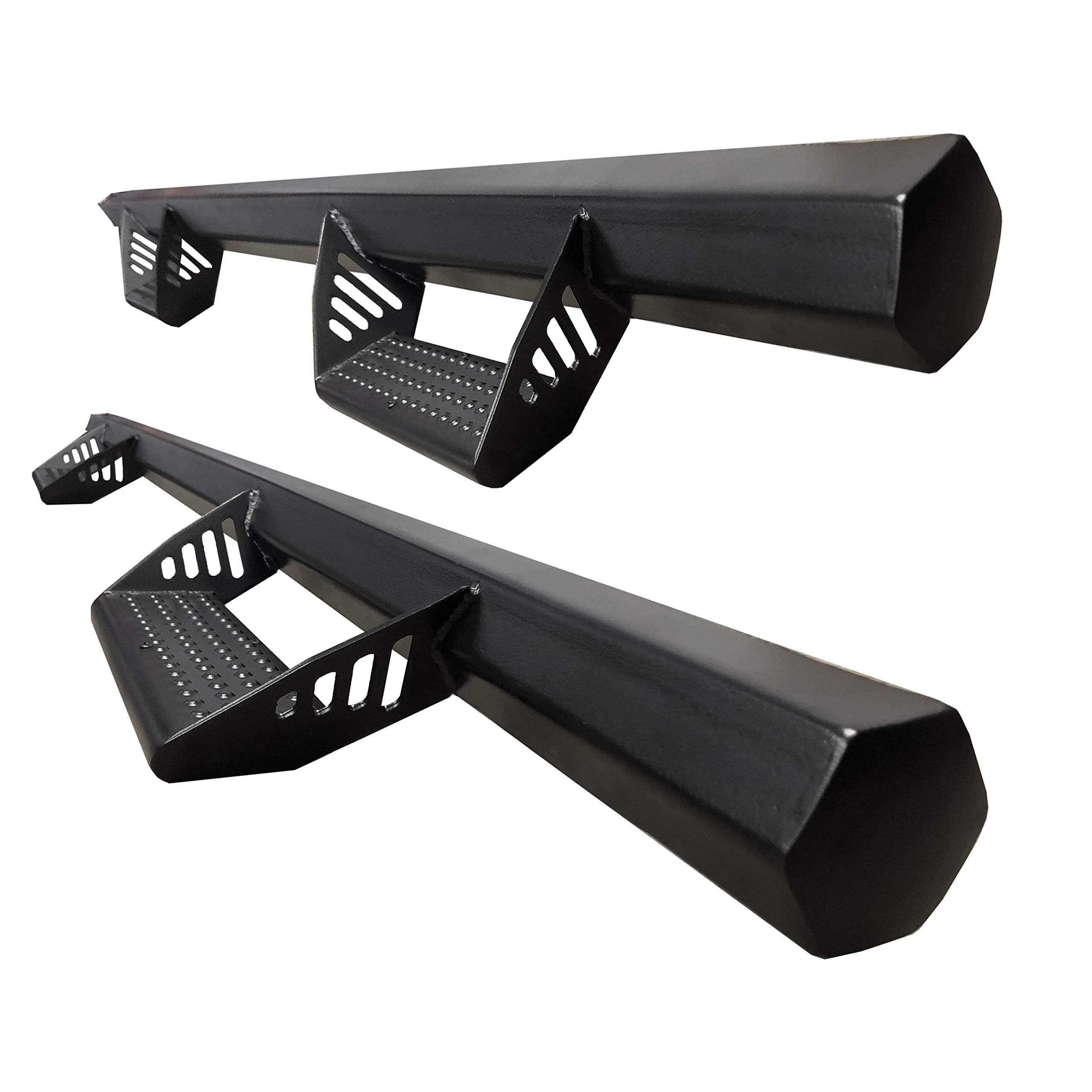 Ajaa 2007-2018 Fit Chevy Silverado GMC Sierra Crew Cab Black HEX Style blk Step (NO Diesel) (Nerf Bars | Side Steps | Side Rails)