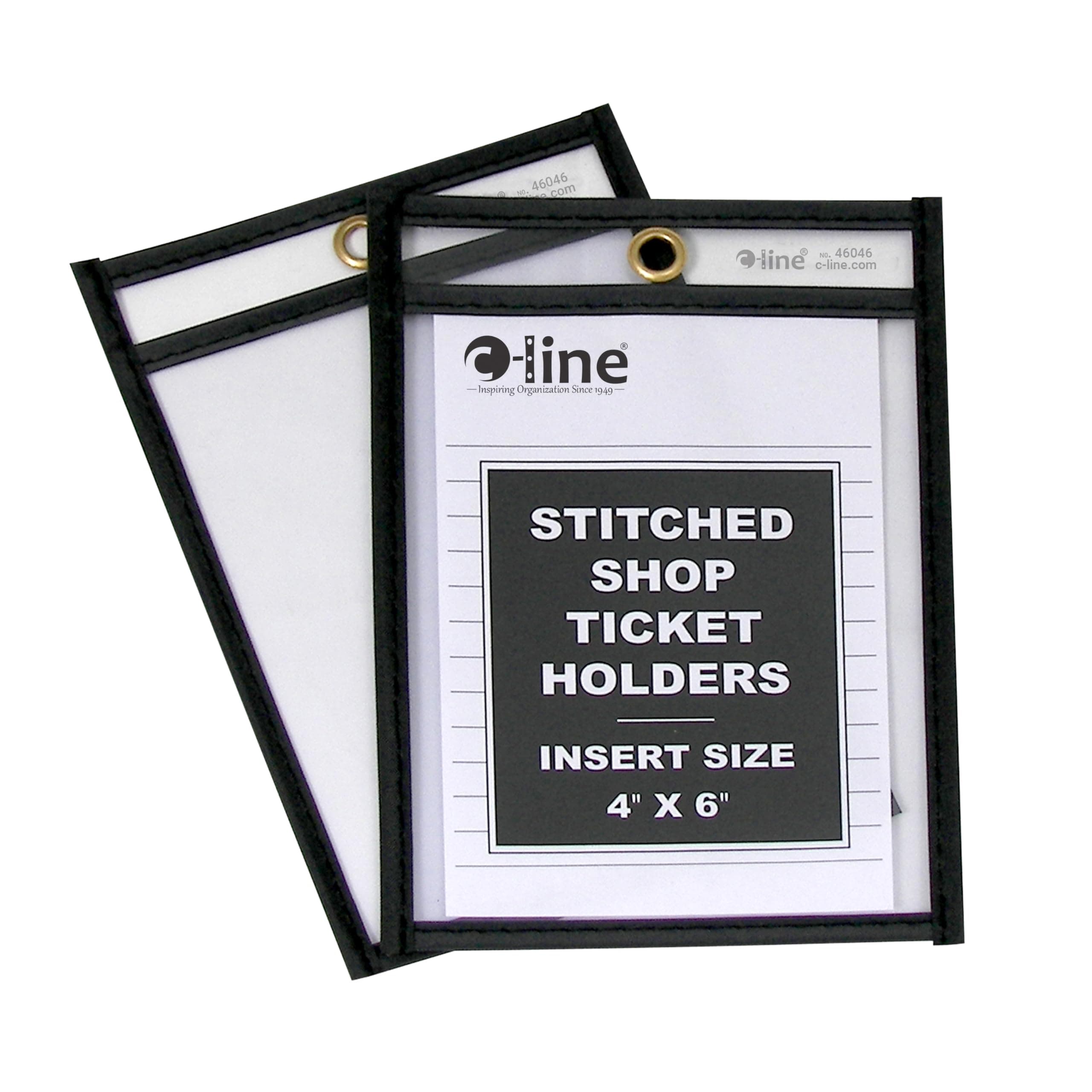 C-Line Stitched Shop Ticket Holders, Both Sides Clear, 4 x 6 Inches, 25 per Box (46046)