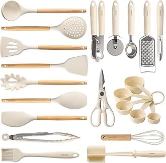 Carote 22 Piece Silicone Kitchen Utensil Set, 446°F Heat Resistant Cookware Set, Spatula, Whisk, Tongs