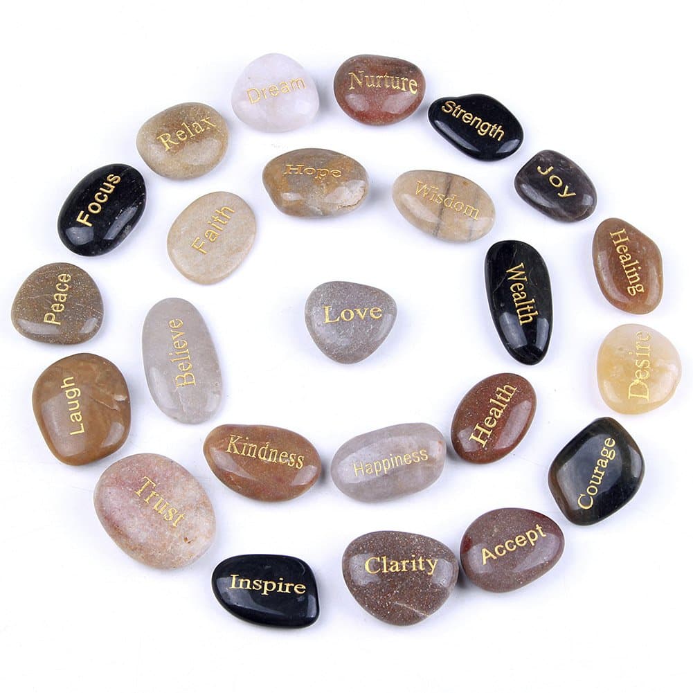 Engraved Inspirational Stones (25 Different Words)