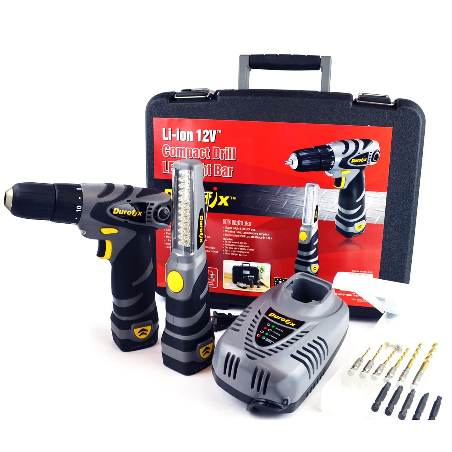Durofix RD1286-KL 12V Cordless Combo Drill & Light Kit (2 Tools & Accessories)