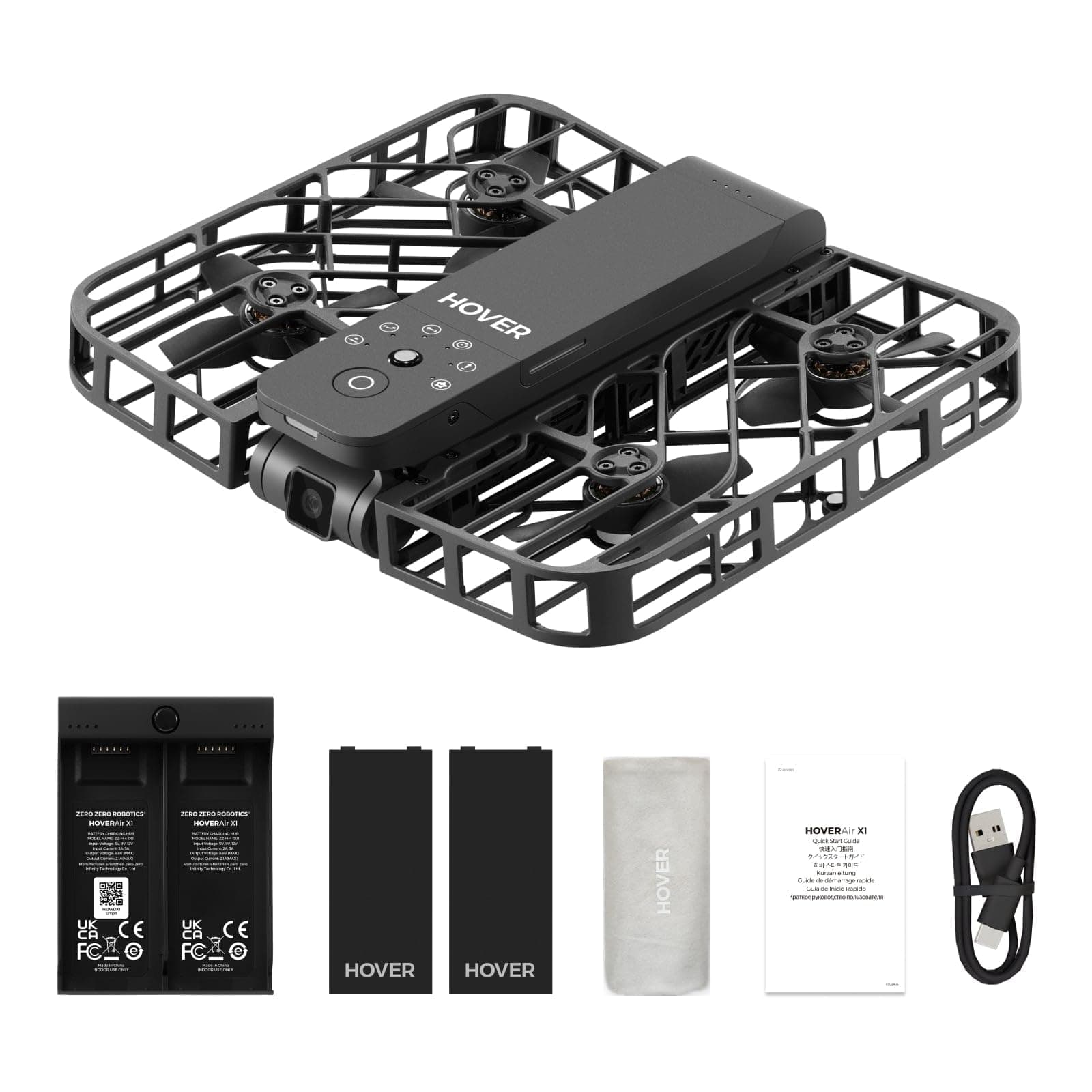 HOVERAir X1 Drone with Camera, Follow-me Drone with Self-Flying Mode, Foldable Mini Drone with HDR Video Capture, Palm Takeoff, Intelligent Flight Paths, Hands-Free Control Black (Combo Plus)