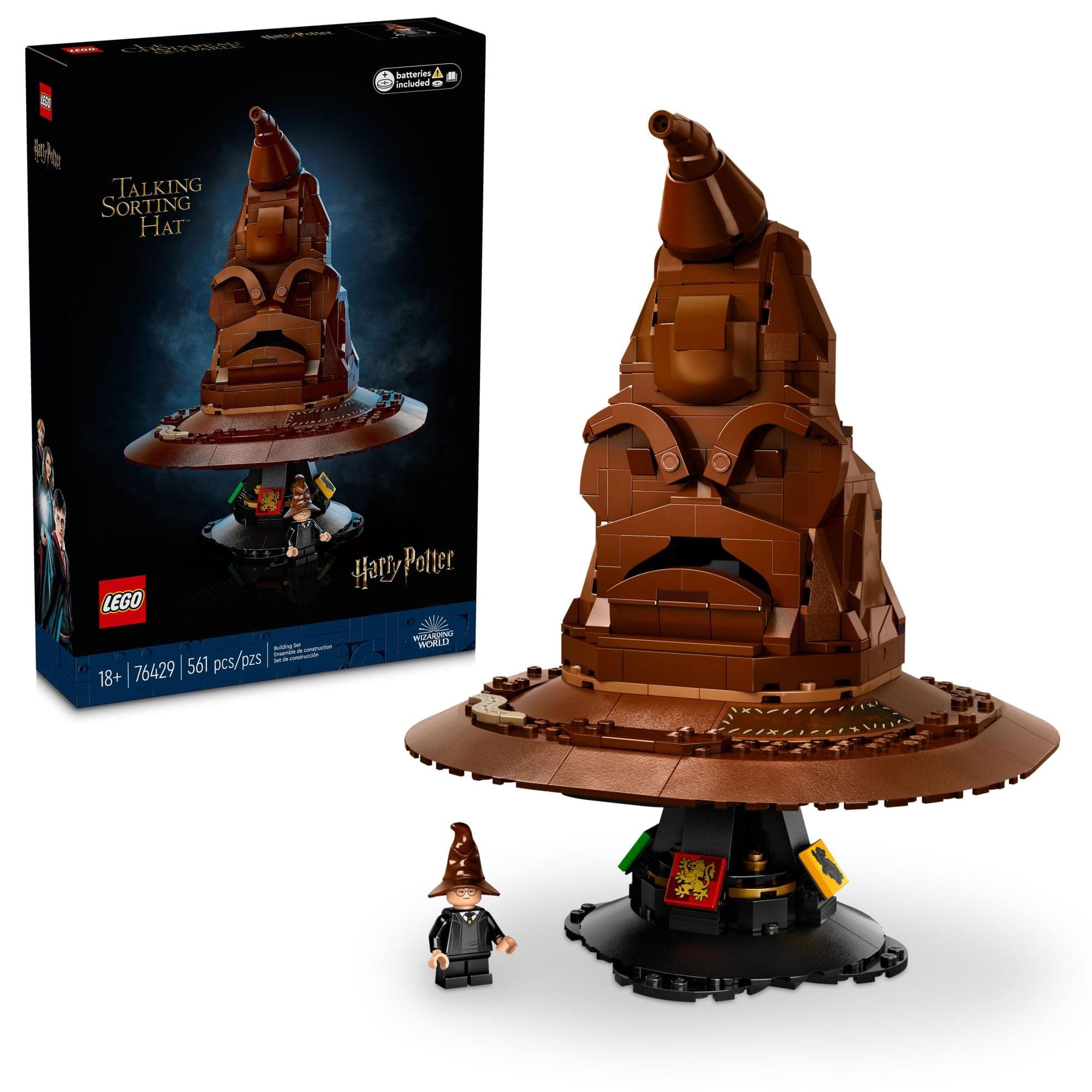 Harry Potter Talking Sorting Hat W/ 31 Voices - Harry Potter Building Set - Gift Idea for Adults, Women & Men, 18+ - 76429