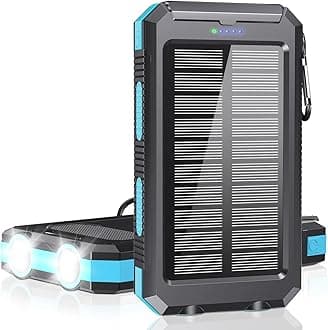 Power Bank 38800mAh Solar Portable Charger with USB-C 5V/3.1A Fast Charging Compatible with iPhone, with 2 LED Flashlights and IPX5 Waterproof External Backup Battery Pack Perfect for Camping, Hiking