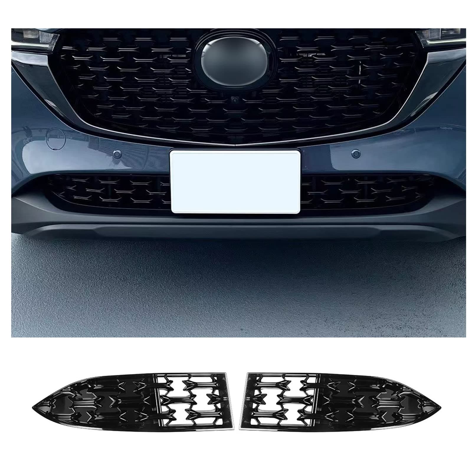 CDEFG 2024 2025 2026 CX-5 Front Grill Mesh Inserts Trims Front Grille Guard Compatible with 2022-2025 2026 Mazda CX-5 Car Exterior Accessories ABS Material 2024 2025 CX-5 Accessories(2PCS)
