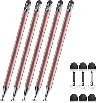 Bopomofo Stylus (5 Pcs), 2-in-1 Stylus Pen for Touchscreen, High Precision and Sensitivity, Suitable for iPhone/ipad/Android Tablets, Compatible with Touch Screens,Rose Gold