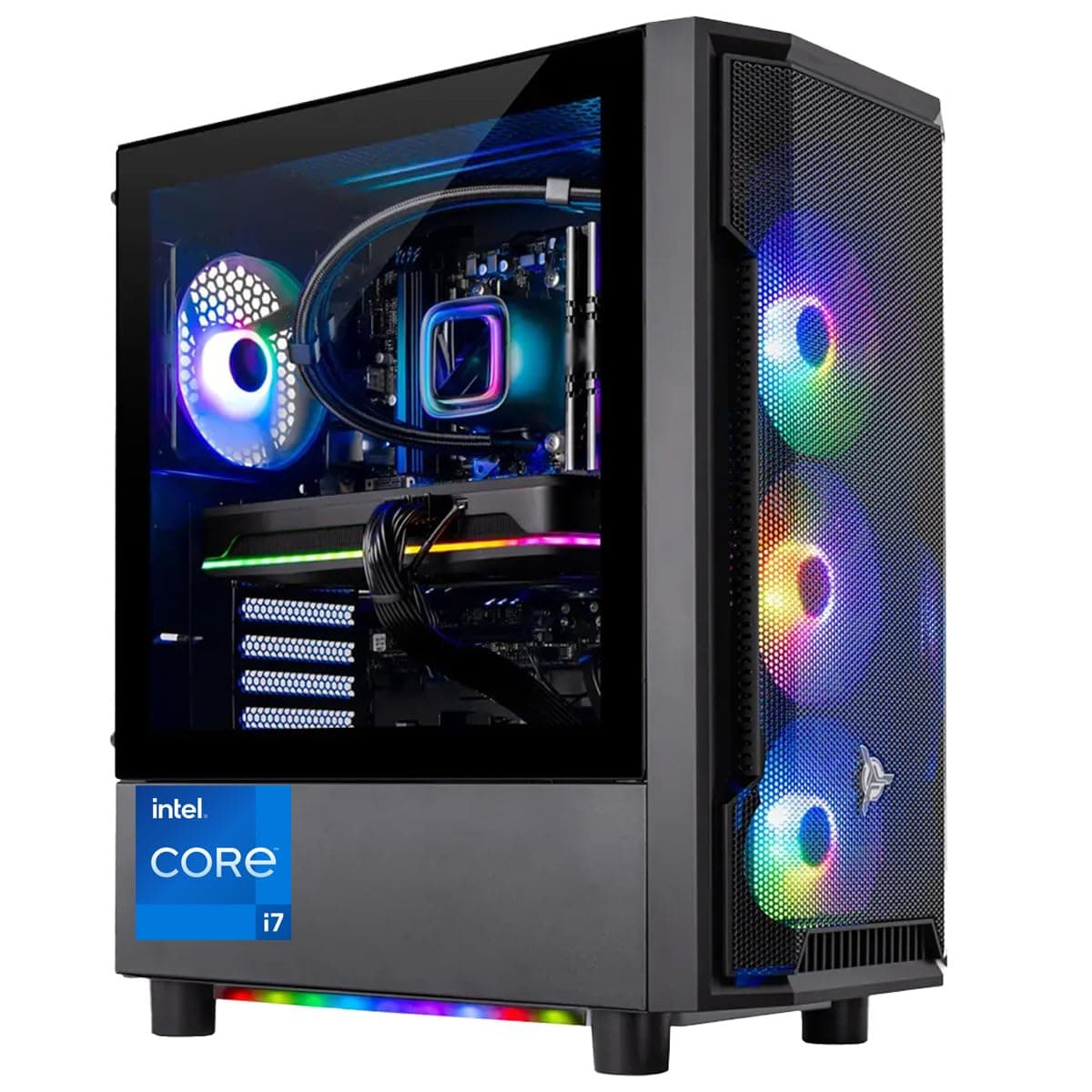 Skytech Gaming Shadow Gaming PC Desktop – Intel Core i7 13700F 2.1 GHz, NVIDIA RTX 4060, 1TB NVME SSD, 16GB DDR4 RAM 3200, 600W Gold PSU, 360mm AIO, 11AC Wi-Fi, Windows 11 Home 64-bit,Black