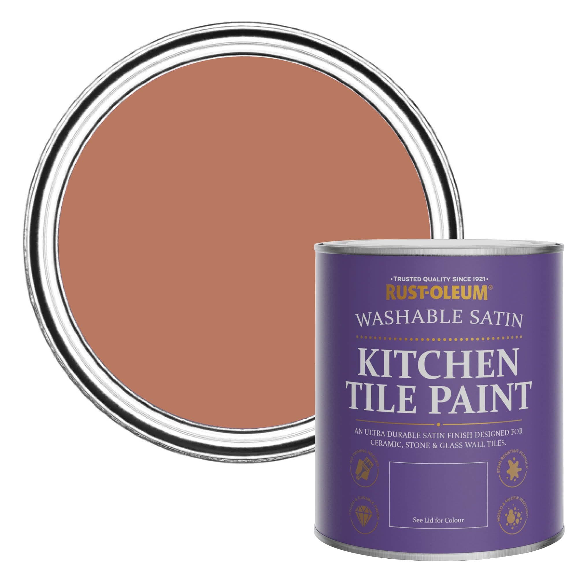 Rust-Oleum Red water resistant Kitchen Tile Paint in Satin Finish - Siena 750ml