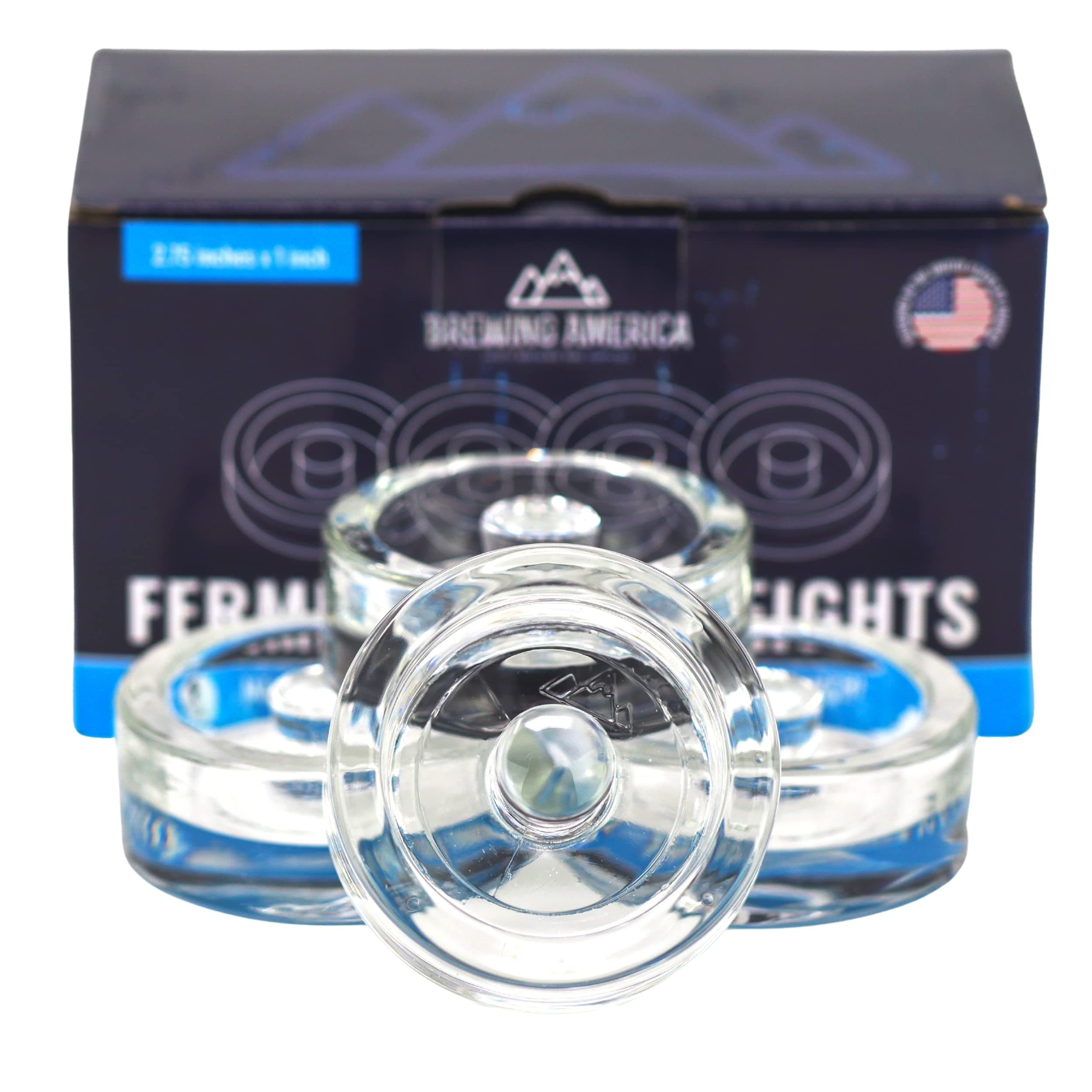 Brewing America 4-Pack Fermentation Glass Weights with Easy Grip Handles Heavy Fermenting Lids Fermentation Kit for Wide Mouth Mason Jars