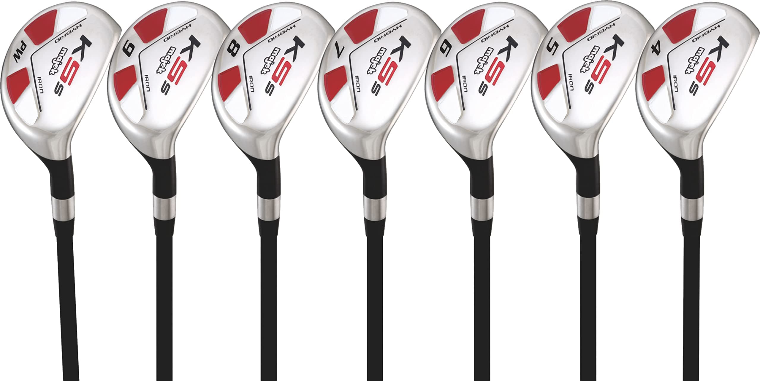 Majek Men's Golf All Hybrid Complete Full Set, which Includes: #4, 5, 6, 7, 8, 9, PW Senior Flex Right Handed New Utility “A” Flex Club