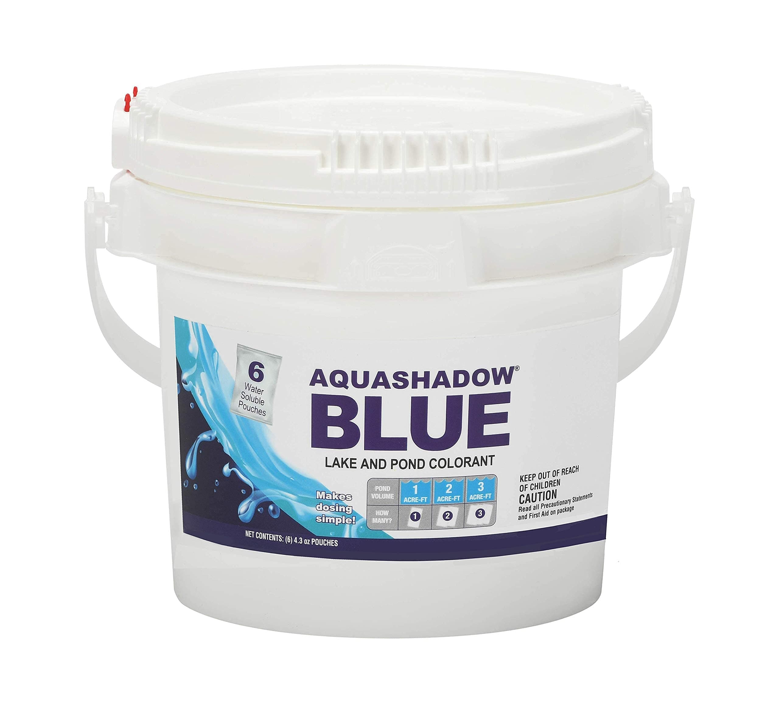 Aquashadow Blue Dye Water Soluble Packet (6 Pack), Easy Use, Fast, Natural Blue Pond Dye, Fish and Eco-Friendly, UV Protection