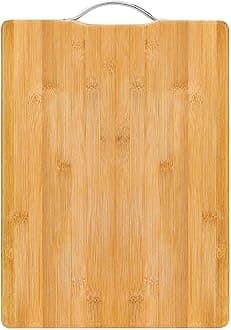 Bamboo Cutting Board, Wood Kitchen Chopping Boards with Handle for Chopping Meat, Vegetables, Fruits, Cheese, Meal Prep and Serving, 34x24x2cm
