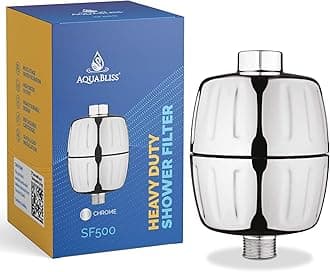 AquaBliss HD Heavy Duty High Output Shower Filter – Latest Superior Advanced 30x Filter Media - Universal Multi-Stage Shower Head Filter for Chemicals, Chlorine, Pesticides (SF500) - Chrome