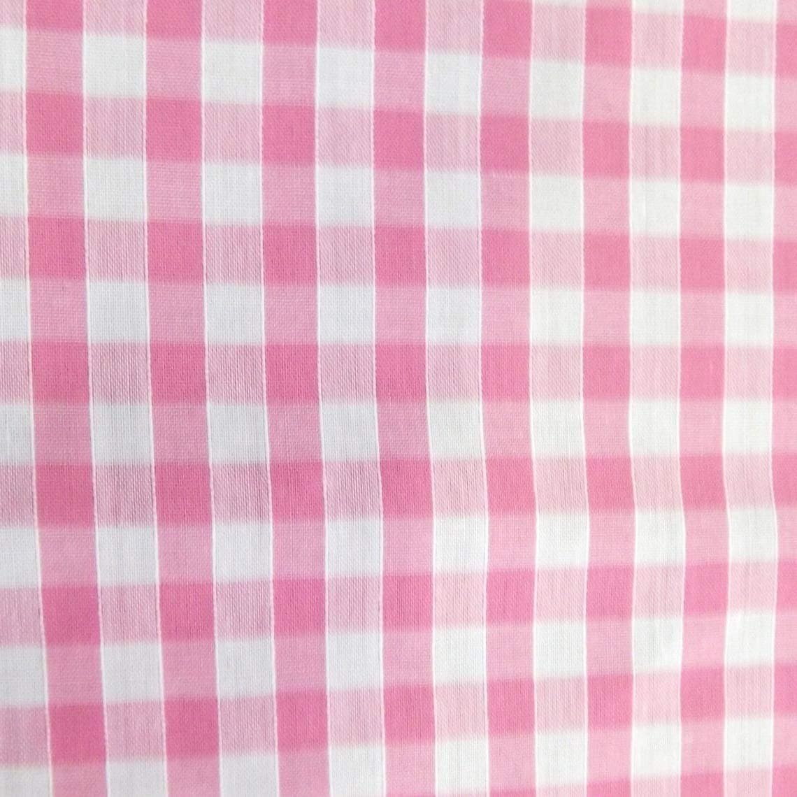 Pink Gingham 1 inch Check Polycotton Fabric - 169cm