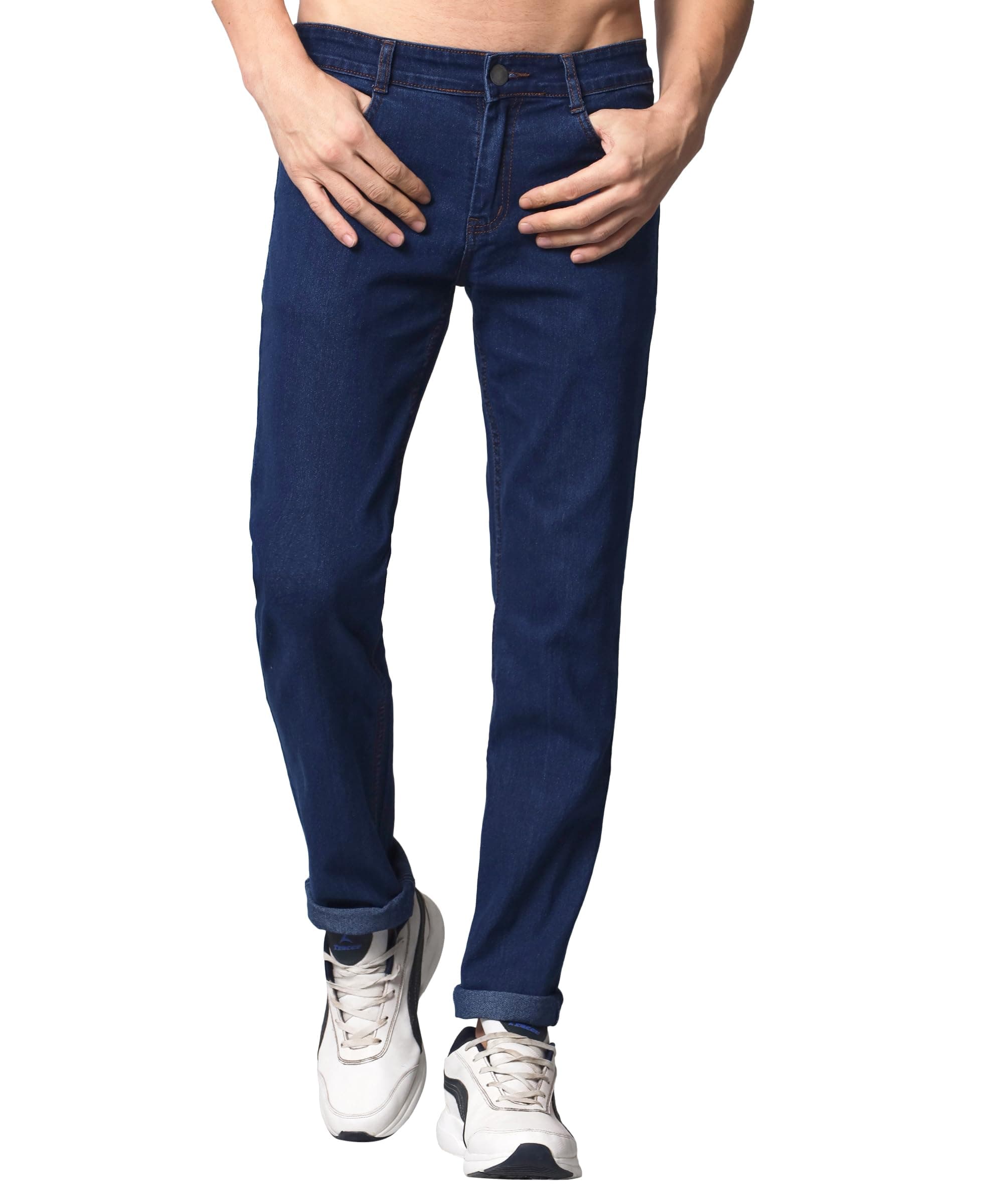 STUDIO NEXX Regular Fit Cotton Blend Dark Blue Jeans