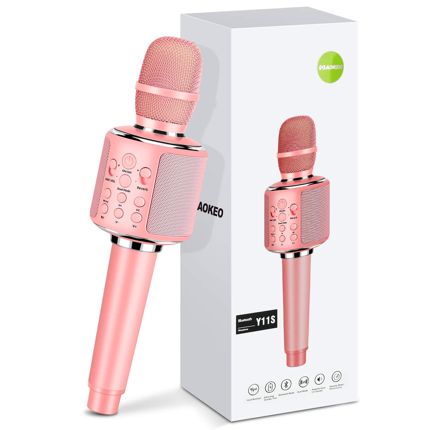 Aokeo K-1 Wireless Karaoke Bluetooth Microphone.3 in 1 Handheld Mic Karaoke Machine for Christmas Home Birthday Party for Kids and Adults.Compatible with Android & iOS Devices (Pink)