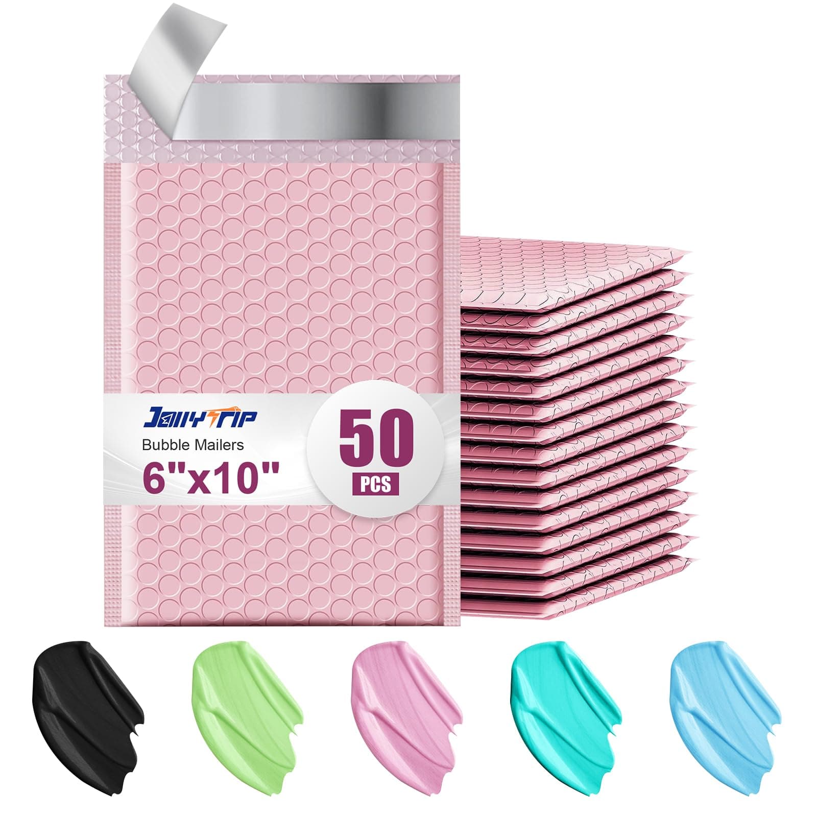 6x10 Poly Bubble Mailers,50 Pack Padded Envelopes for Shipping,Usable Size 6x9 Opaque Mailing Envelopes Bubble Padded for Mailing,Packaging, Small Business (Pink)