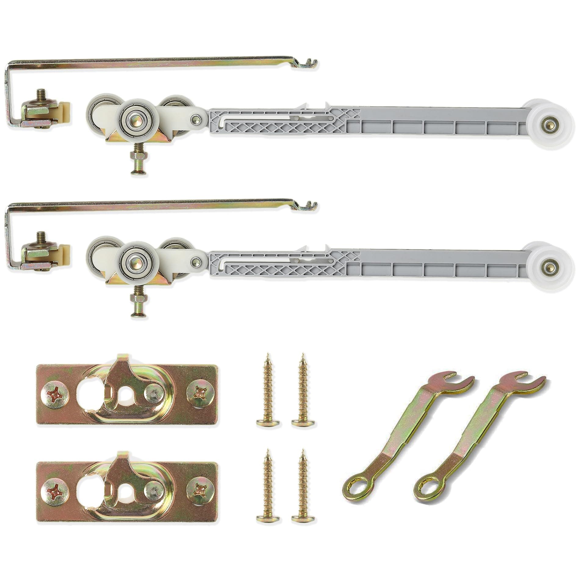 2 Set Pocket Door Soft Close Top Hanger Assemblies Fit for Johnson P/N #1060 & #1062, Works with 100, 134F, 138F, 2610F Series Track, 1" Nylon Ball Bearing Tri-Wheel, Bi-Direction