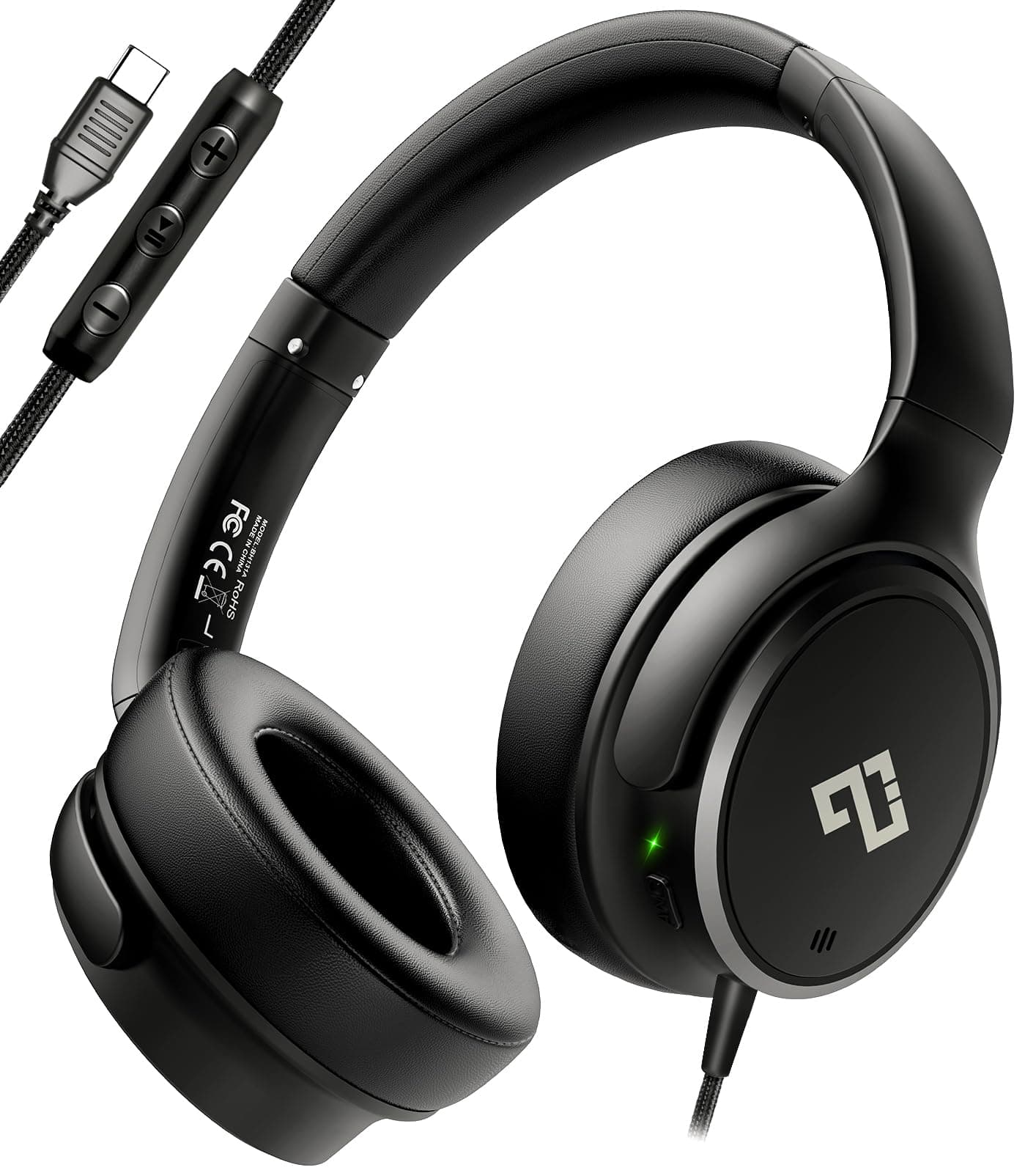 USB C Headphones Wired Headphones Over Ear with HD Mic, Lightweight Foldable Active Noise-Canceling Headphone for iPad/Sports/School/Travel/iPhone 17/16, Samsung S25/S24, Google Pixel 9,Ideal Gifts