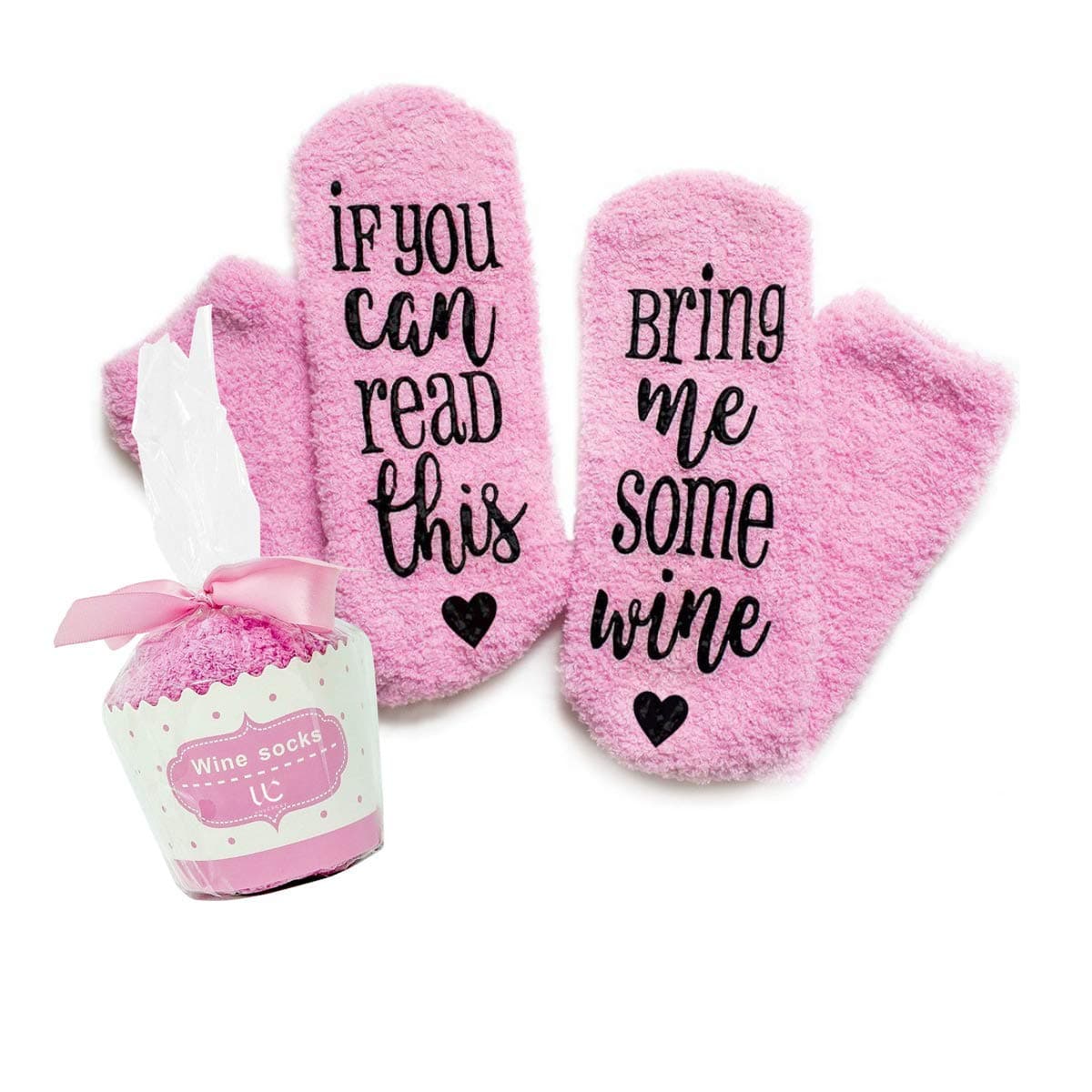 Funny Wine Socks with Cupcake Packaging - "If You Can Read This, Bring Me Some Wine" Premium Combed Cotton Novelty Socks - Funny Gifts for Women and Wine Lovers