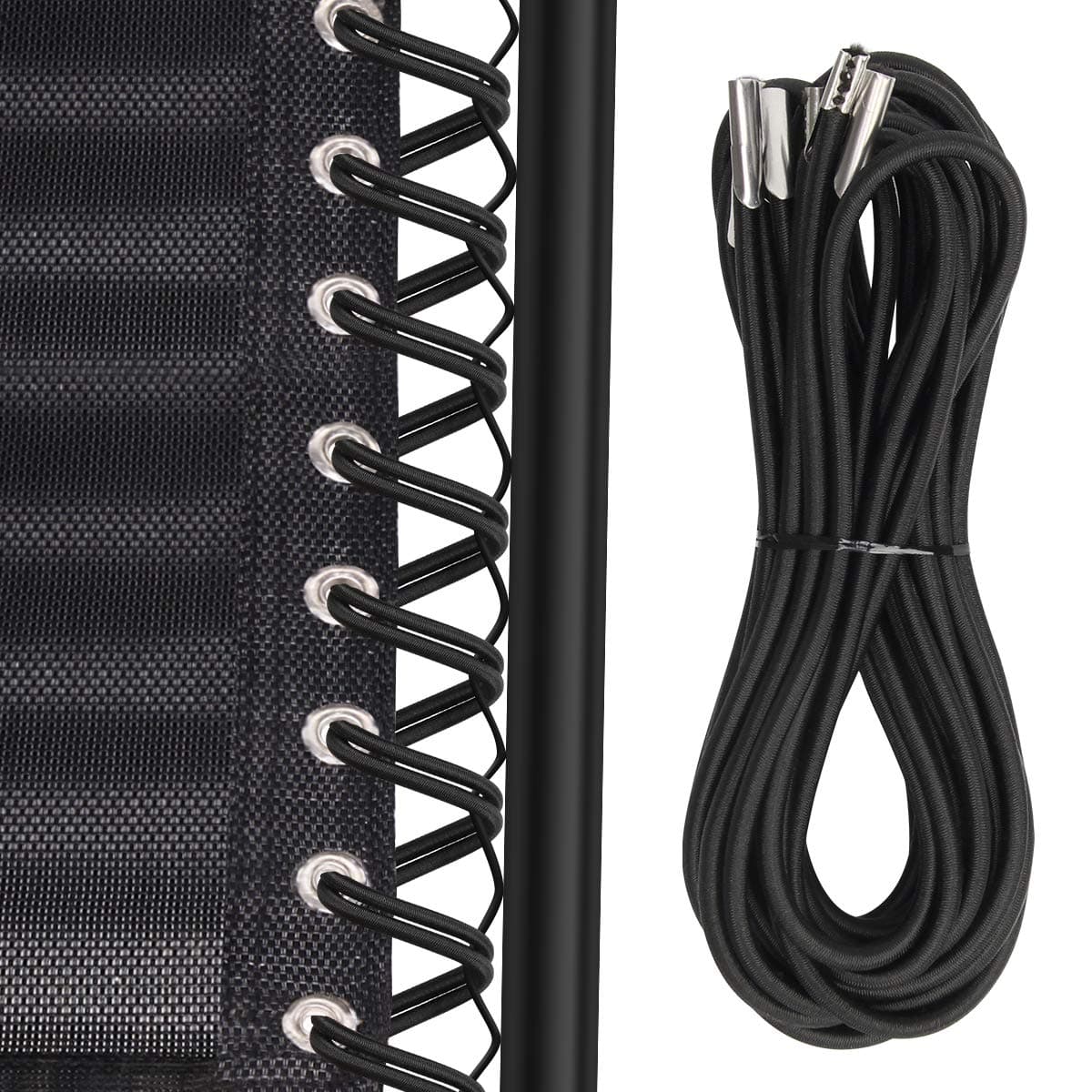COITEK 4PCS Replacement Cord for Zero Gravity Chair, Universal Elastic Repair Cord for Recliners Replacement Laces Rope for Lounge, Bungee Beach Chair (Black)