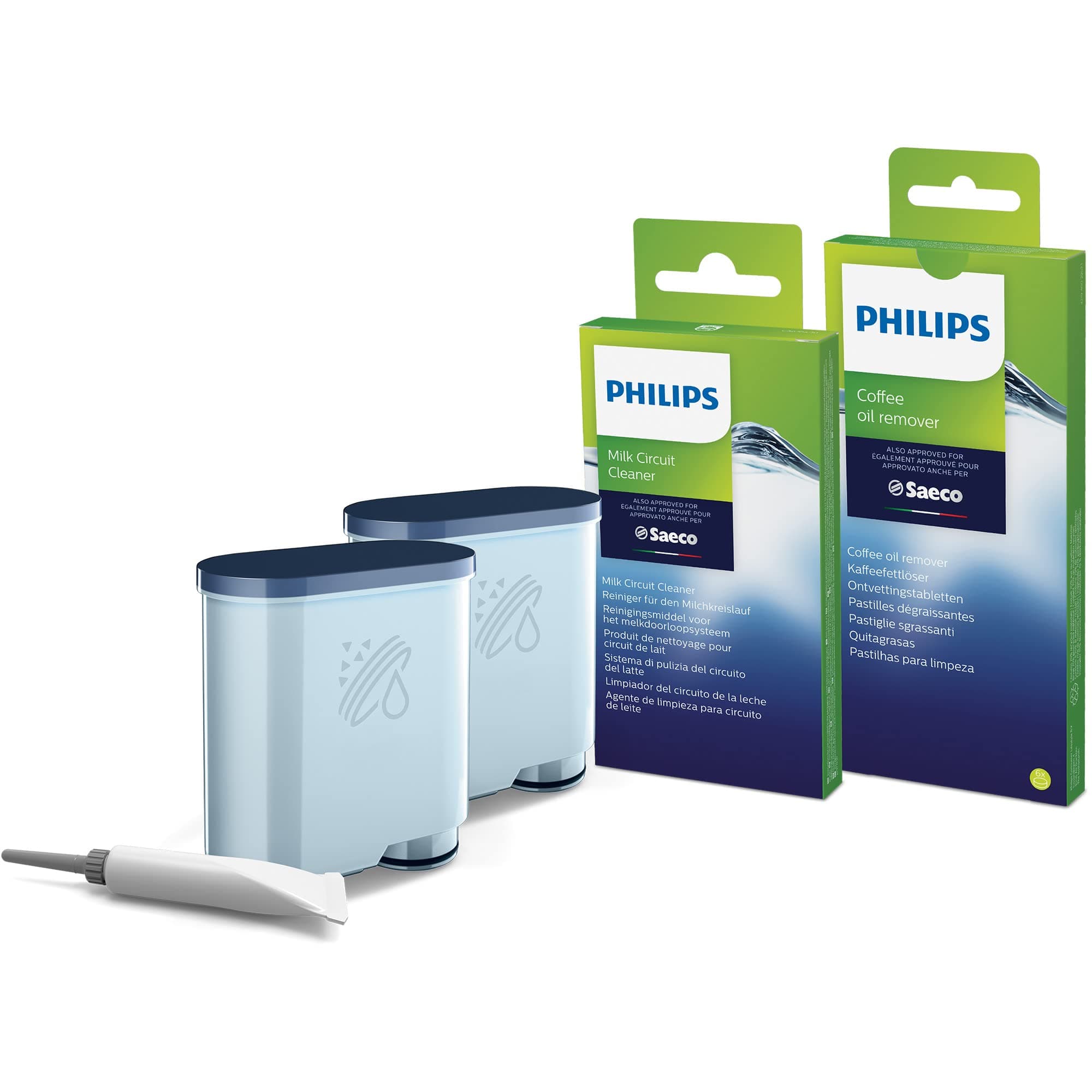 Versuni Philips AquaClean Water Filter for Saeco and Philips Fully Automatic Coffee Machines Care set value pack multicoloured